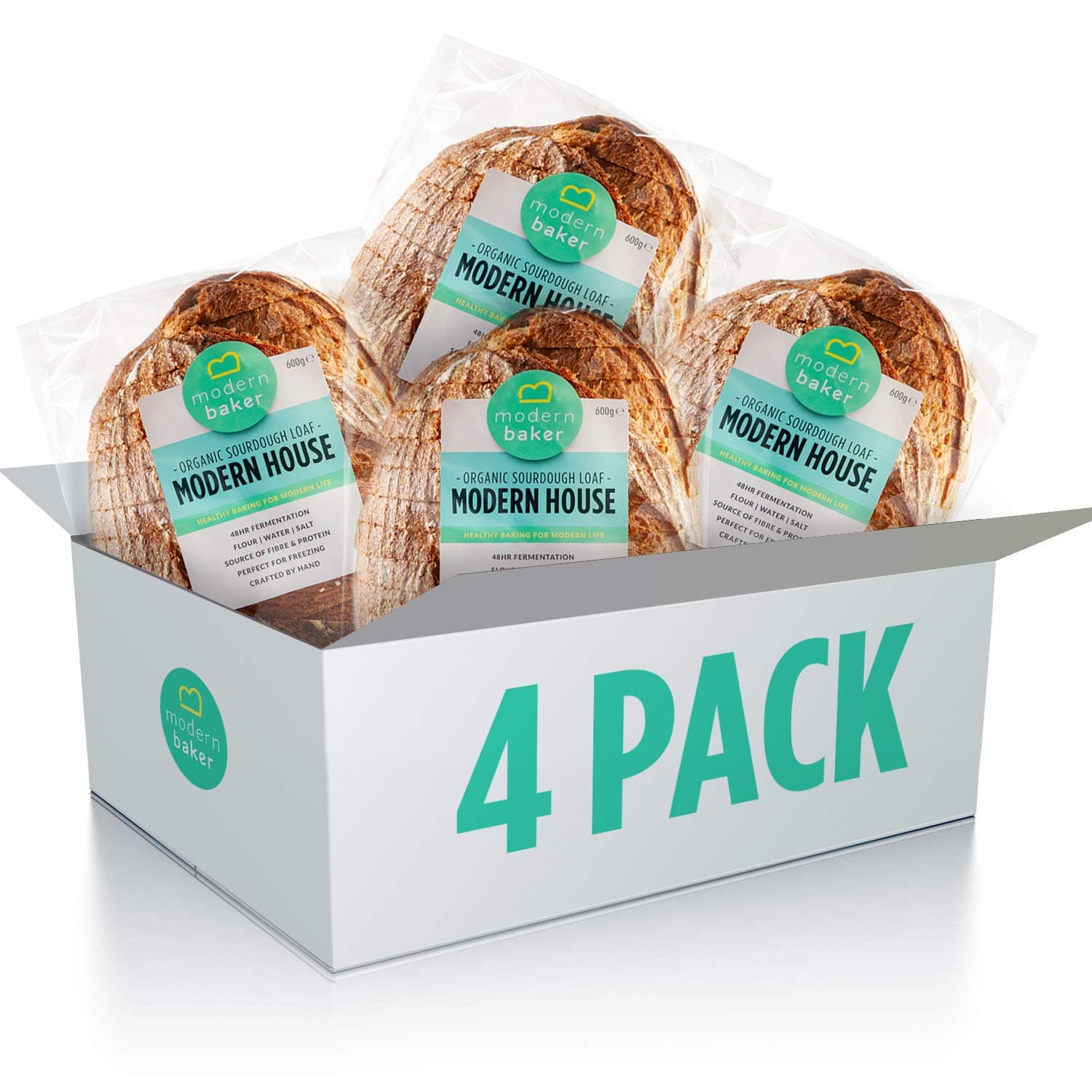 Modern BakerModern House, Organic Sourdough Bread 600g (Pack of 4)