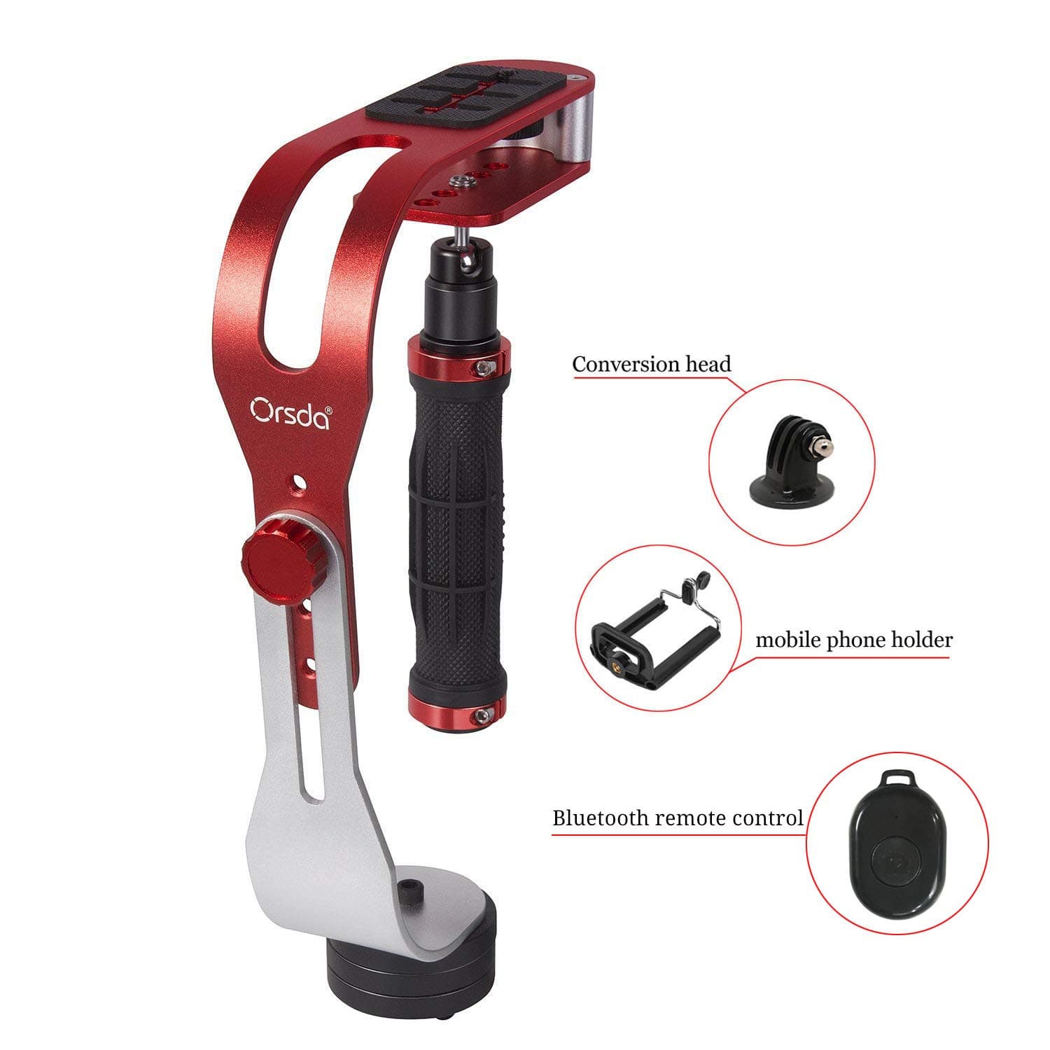 Orsda Camera handheld Grip Phone Stabilizer Video Stabiliser dslr Gimbal Support handy steady cam for iPhone HUAWEI SUMSANG Gopro XiaoYi Sjcam Camcorder DV DSLR Bluetooth remote shutter