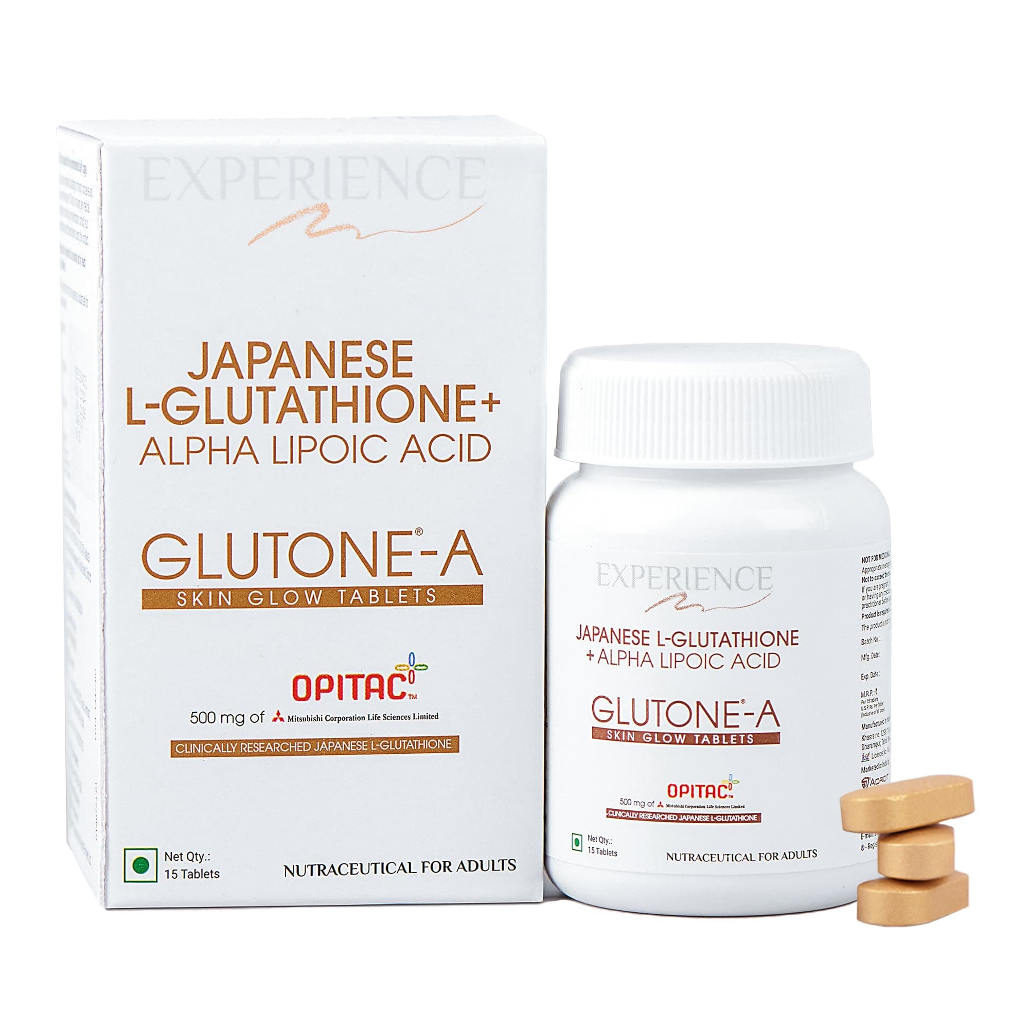 A | Japanese Glutathione Tablets for Skin Whitening with Alpha Lipoic Acid | Glowing Skin, Reduces Pigmentation & Dark Spots | 15 Tablets