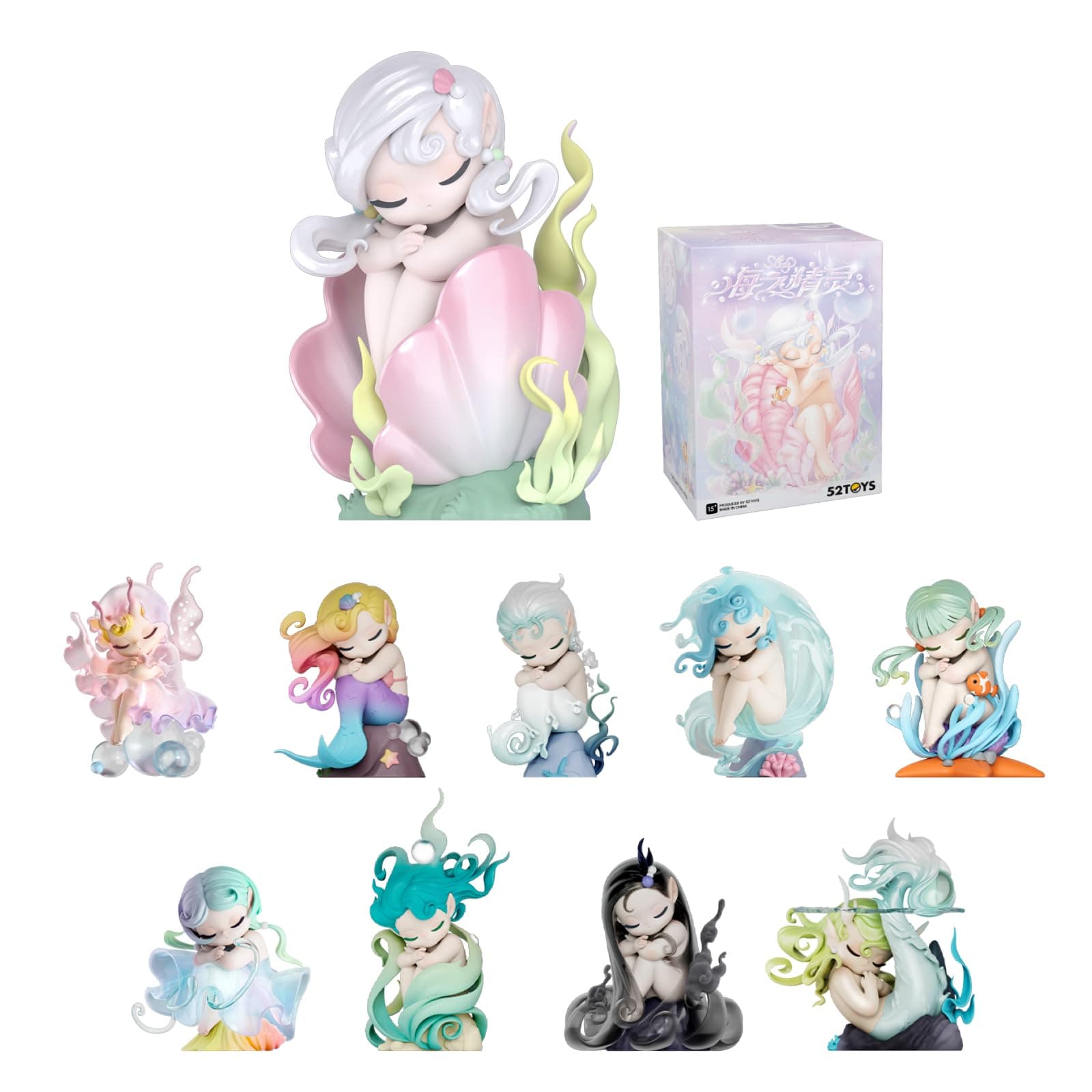 52TOYS Sleep Sea Elves Series Blind Box 1PC Action Figure Collectible Toy Desktop Decoration 3.3 Inch Gift for Birthday Party Holiday