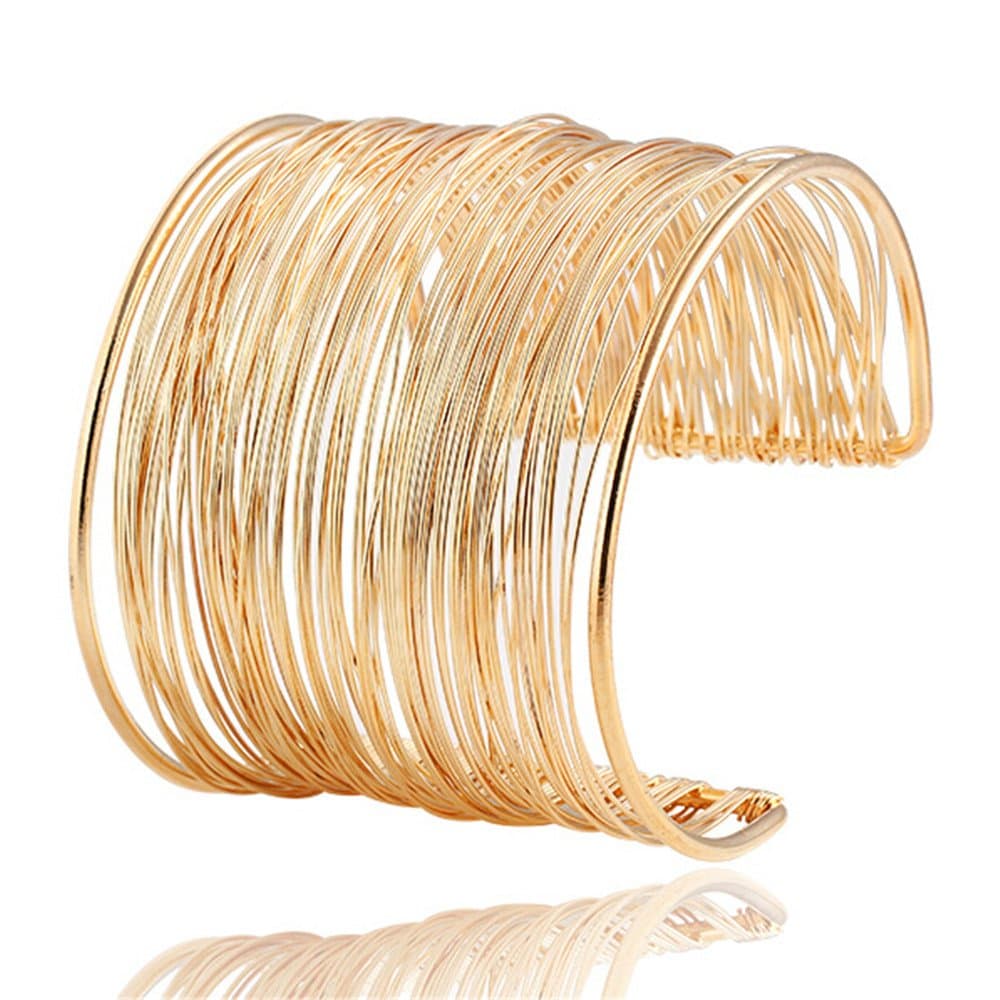 Non Precious Metal Gold Plated Stylish Kada Bangle Cuff Bracelet for Women (8133b, Gold), One Size