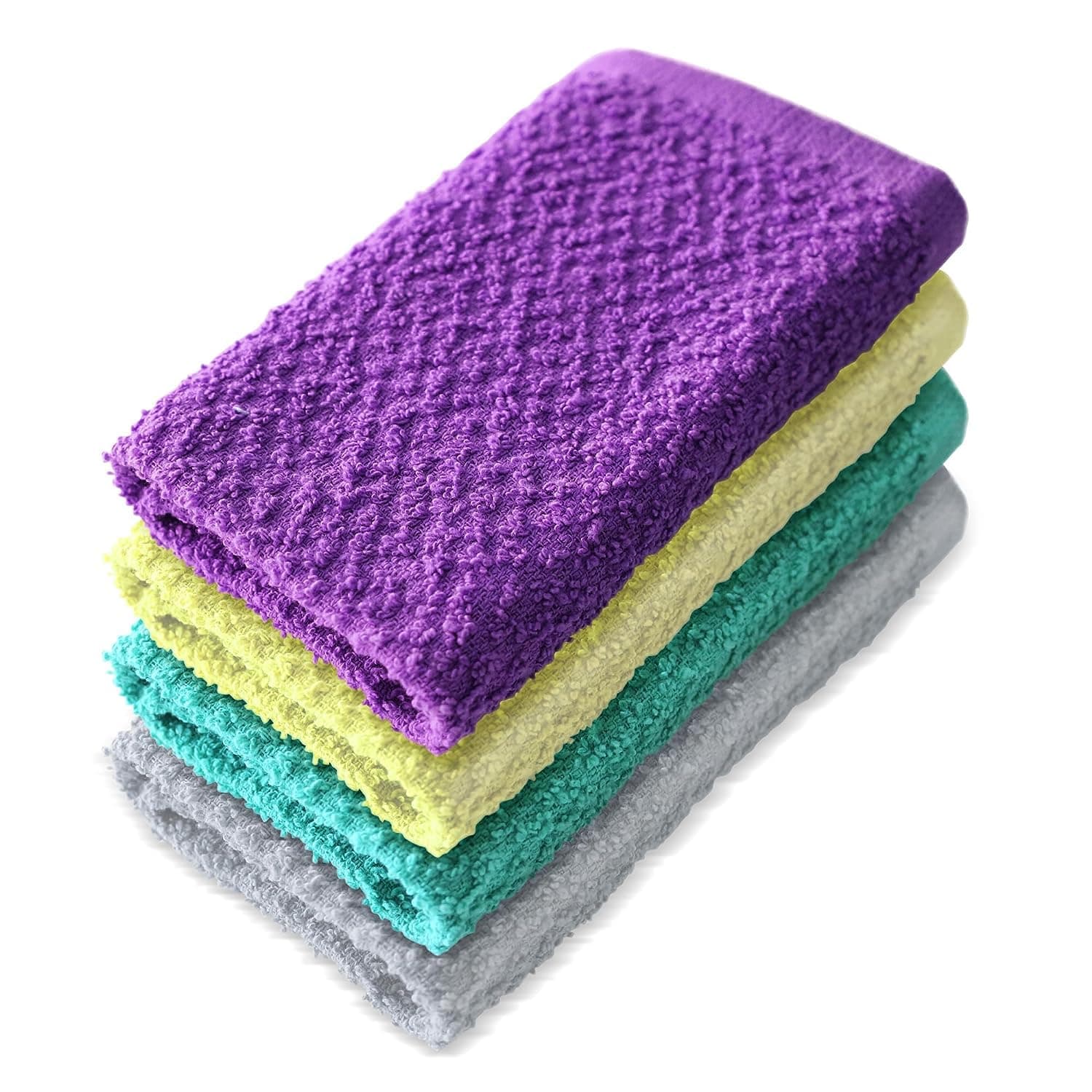 Hotel Linen Klub Premium 100% Cotton Terry Wash Cloth Set - 4 Pieces, Ultra-Soft and Quick-Dry Design, Highly Absorbent for , Size: 30 x 30 cm, Multi-Color Selection for Everyday Use