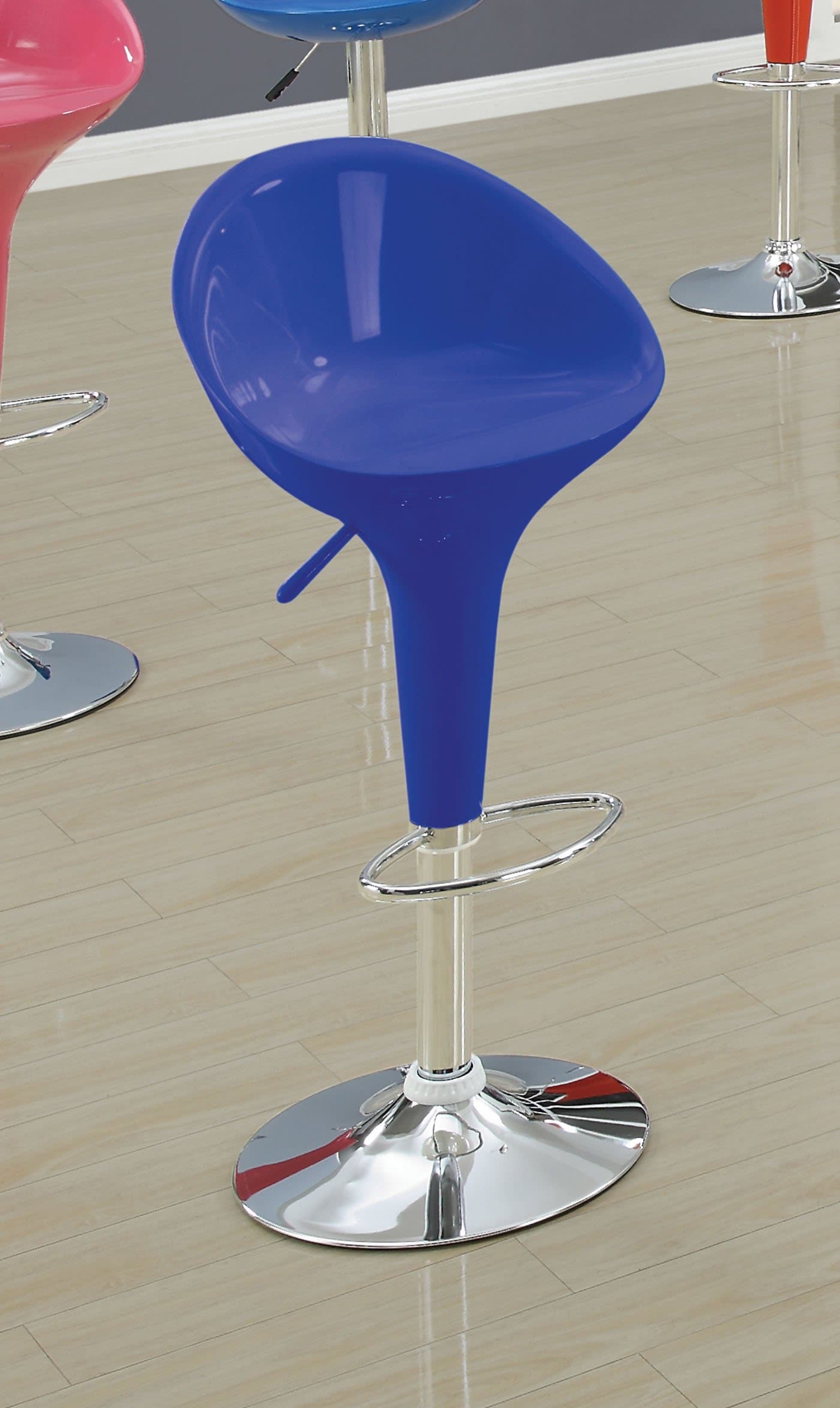 ACME Set of 2 Sybil Adjustable Air Lift Stool with Footstep, Blue, 36-Inch