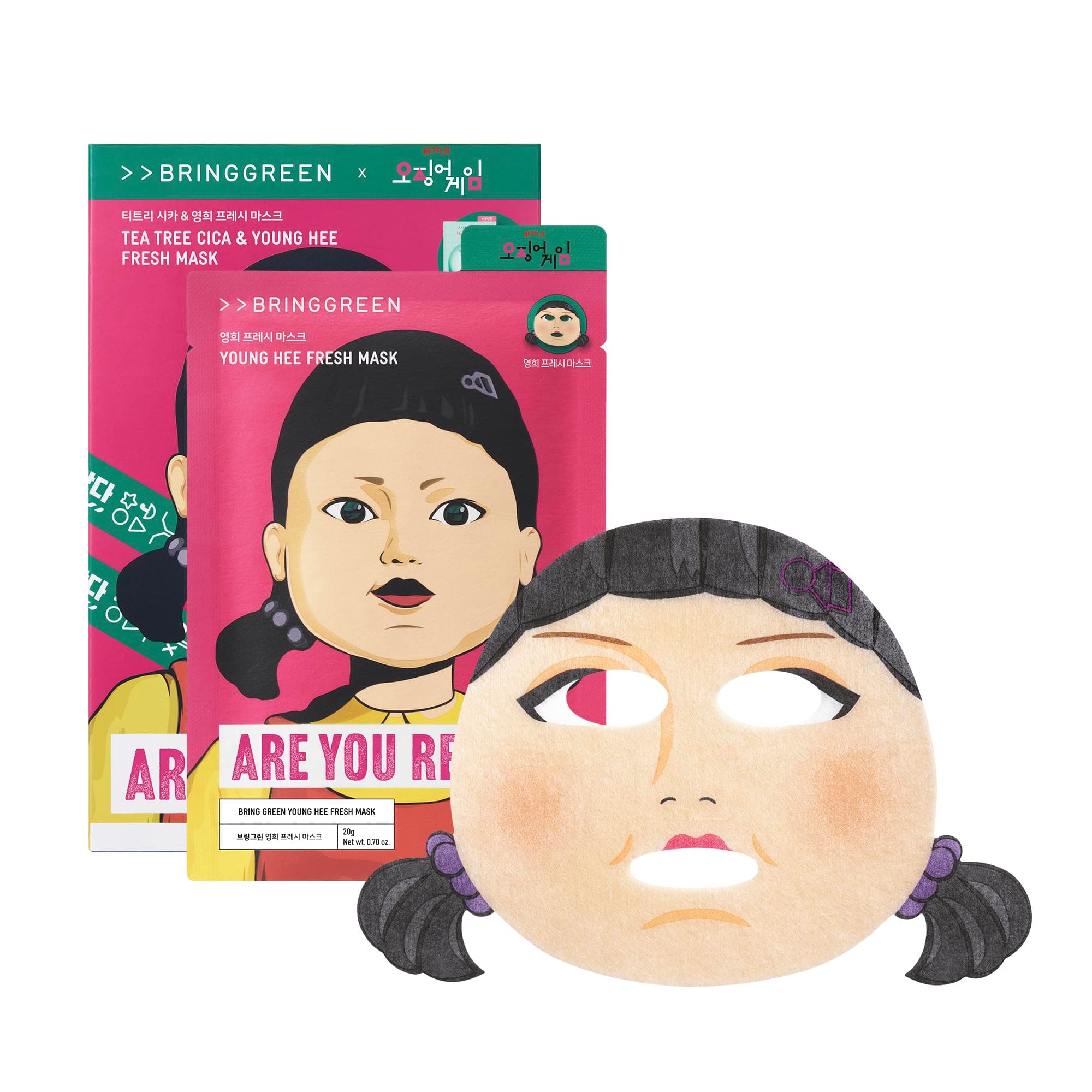 BRING GREEN X NETFLIX SQUID GAME Edition Fresh Facial Mask 10ea (TEA TREE CICA 5ea + YOUNGHEE 5ea)