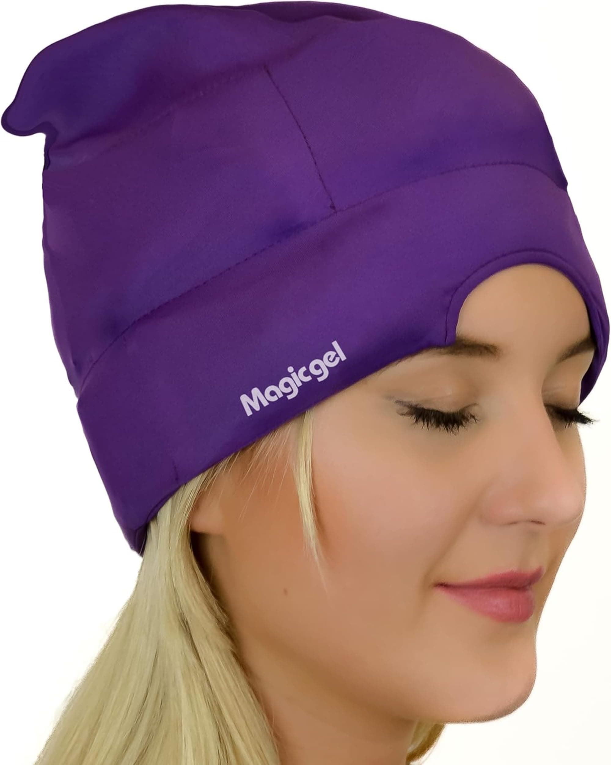 Migraine Ice Head Wrap - Real Migraine & Headache Relief | The Original Headache Cap | Cold, Comfortable, Dark & Cool; Endorsed by Physicians, Loved by Thousands - Purple