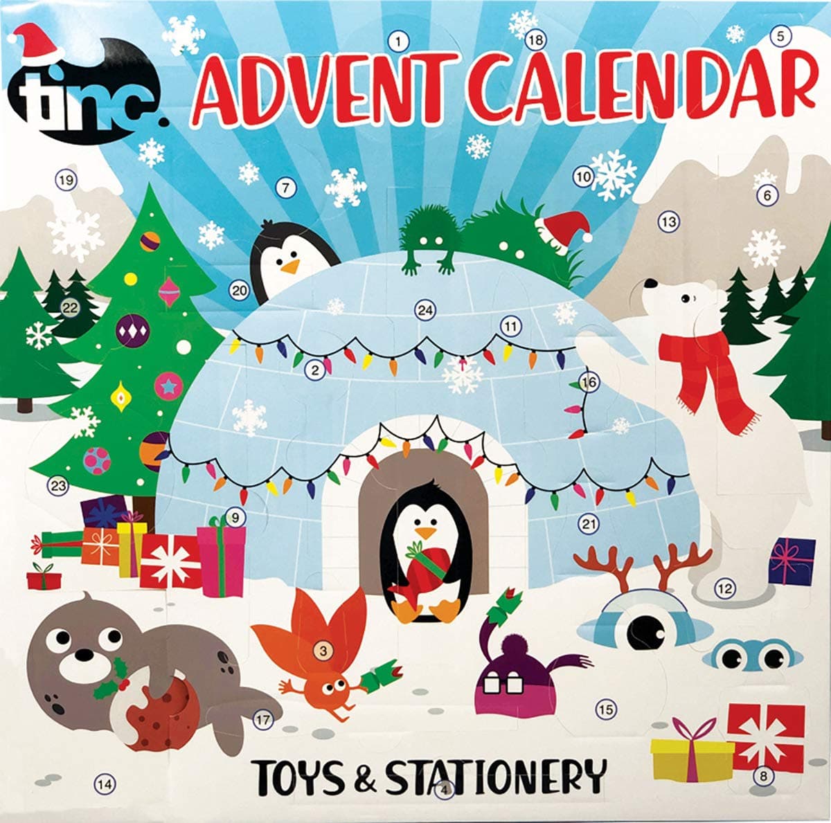 Tinc XADVNT19 Junior Advent Calendar for Kids | 24 Exclusive Toys Gifts | Cute Snowy Festive Picture On The Front| Perfect for Younger Fans | for Boys & Girls | Children's Stationery