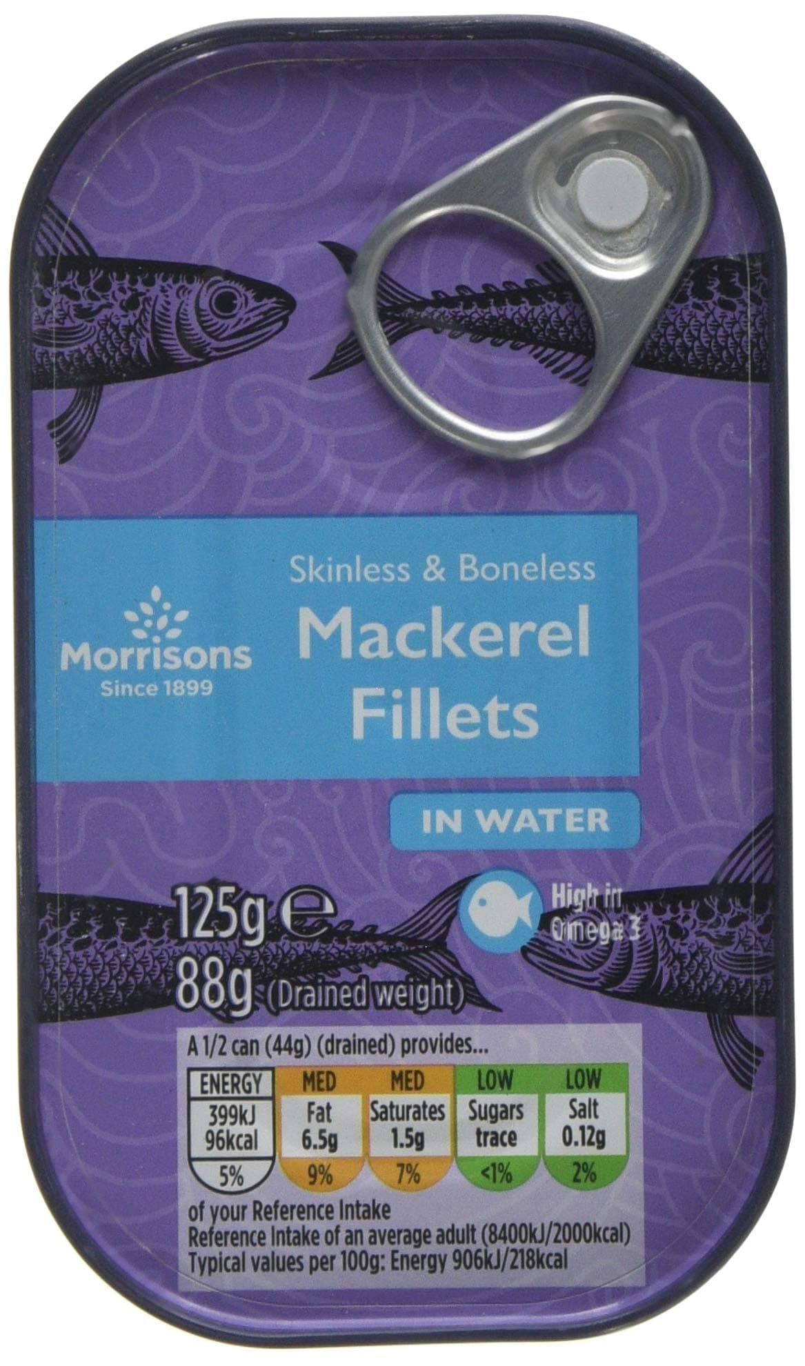 Morrisons Mackerel Fillets in Water, 125 g, Pack of 10
