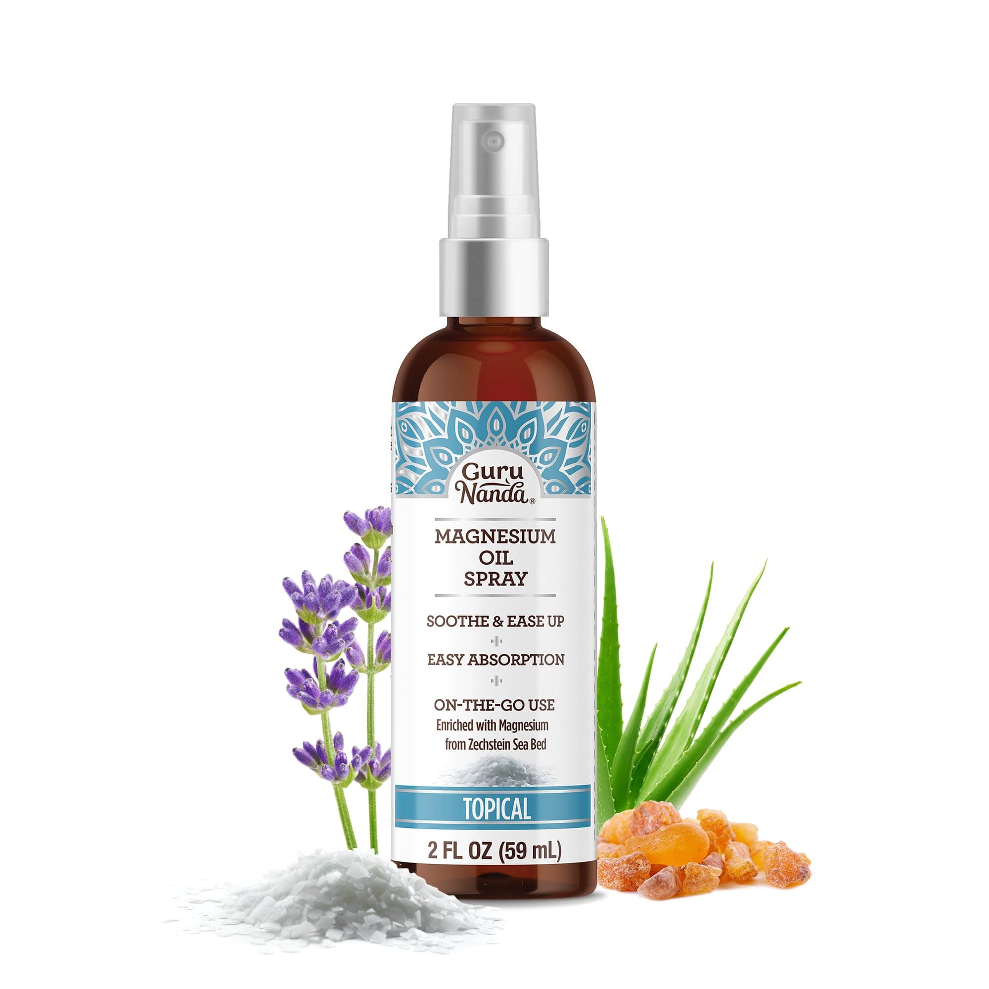 Magnesium Oil Spray (2 Fl Oz), Topical Magnesium Spray with Natural Essential Oils & Aloe Vera, Helps with Muscle Soreness & Relaxation, Cruelty-Free