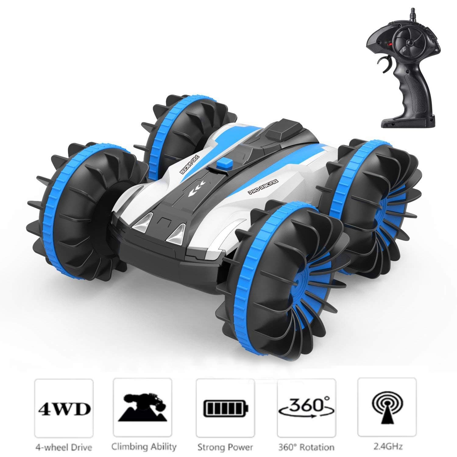 UooMay RC Car Remote Control Car - Amphibious 4WD Drive 1/18 Scale High Speed Off Road Vehicle 2.4GHz,Rotate 360 Degree Double Sided Race Snow Waterproof RC Trucks
