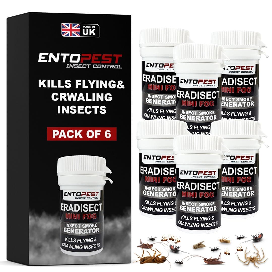 6 x Smoke Bomb Fogger Kit - Professional Strength Room, Void & Space Insect Treatment Control for Flies, Moths, Fleas etc (Eradisect Mini Fog 3.5g)