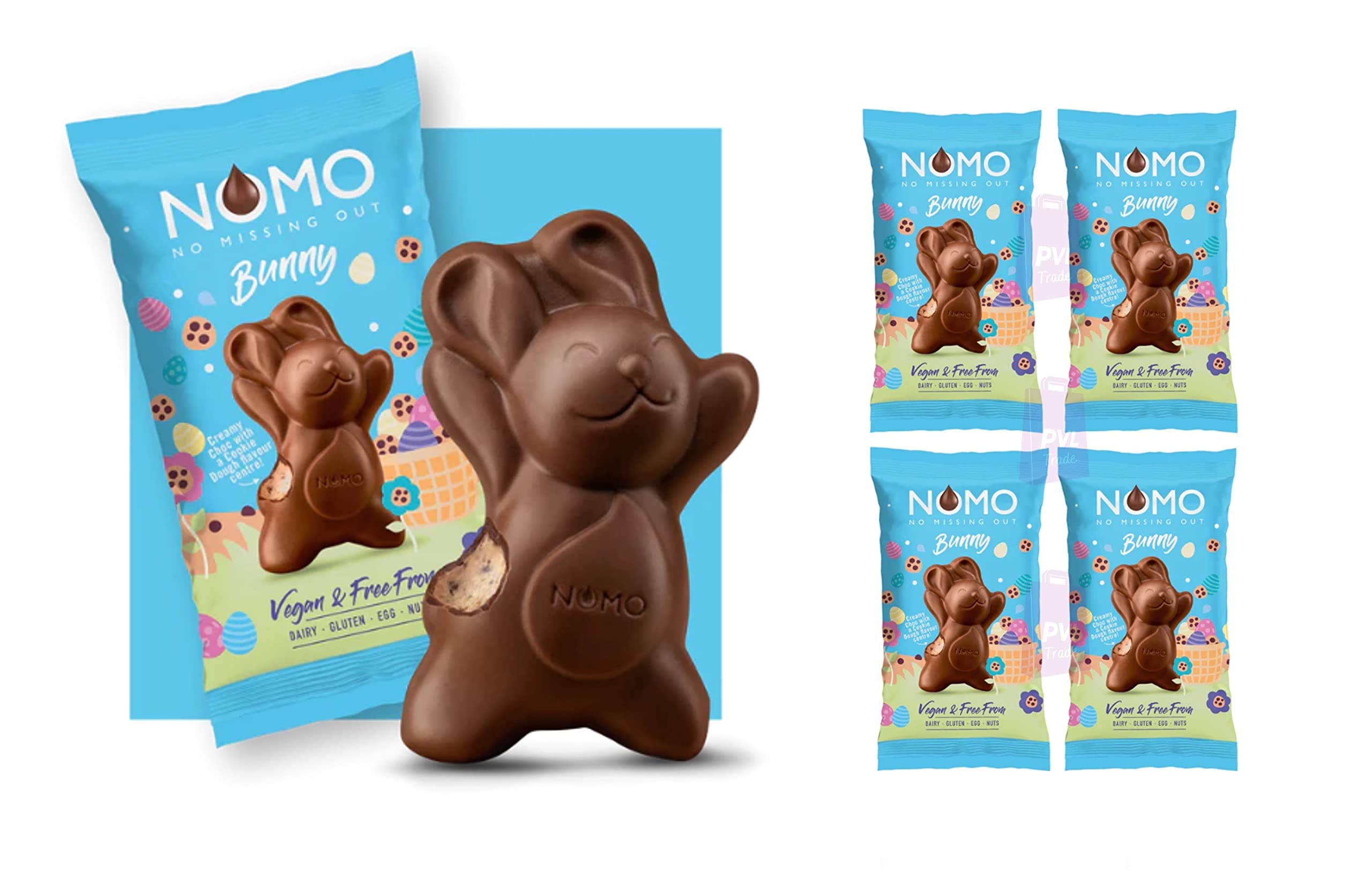 Vegan Chocolate Easter Bunny by NOMO - Dairy Free - Gluten Free - Egg Free - Nuts Free - Pack of 4