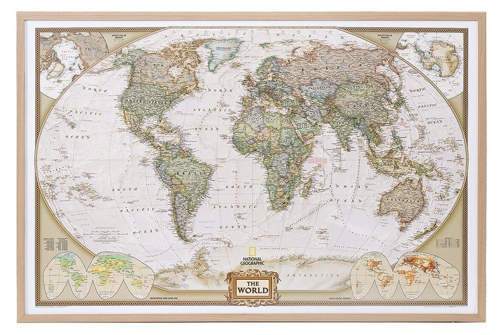 World Map - National Geographic - Cork Pinboard