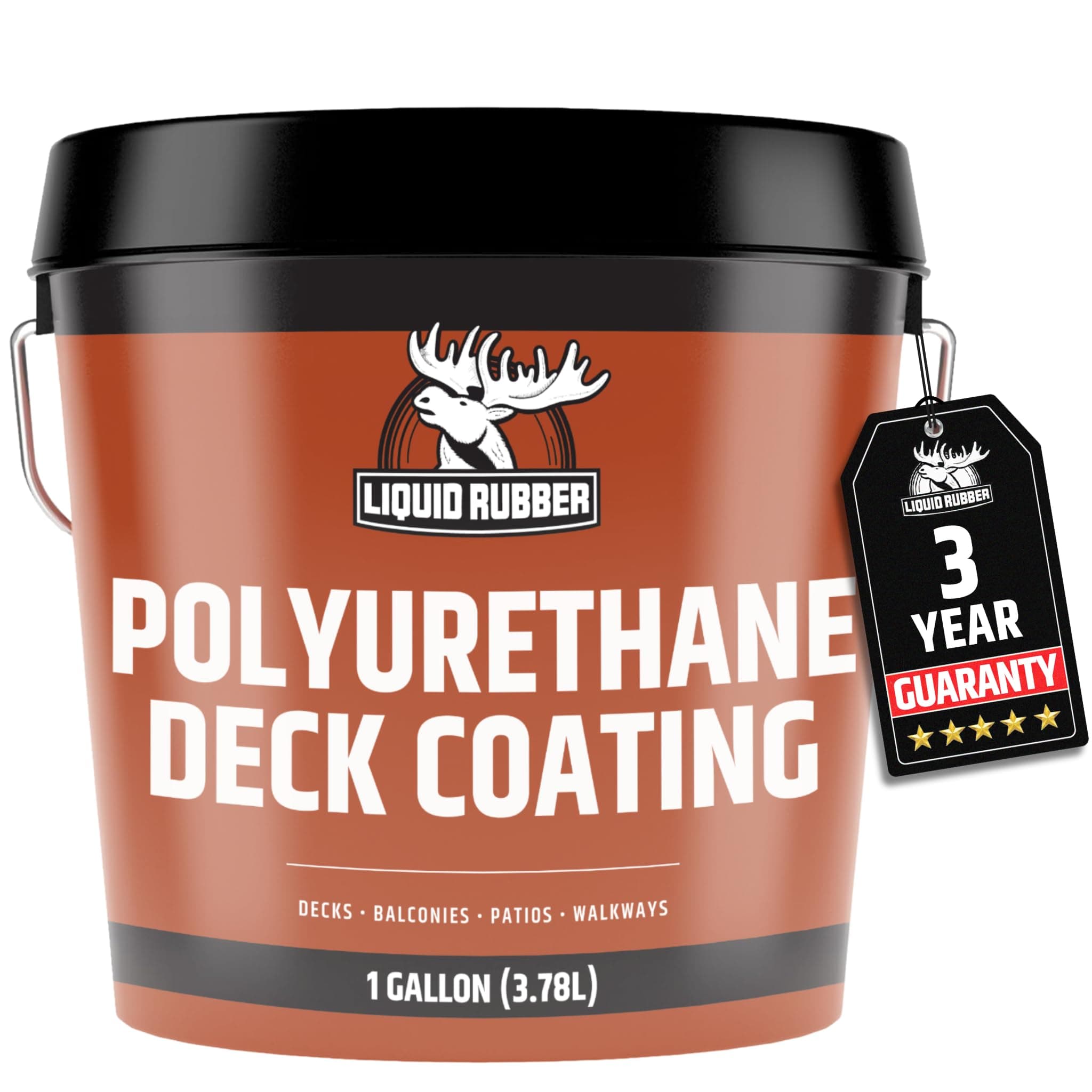 Polyurethane Deck Coating – 10X Stronger Than Traditional Deck Paint & Deck Stain – Flexible, Waterproof Sealant for Wood, Concrete & Plywood – Smooth Finish – Stone Gray – 1 Gallon