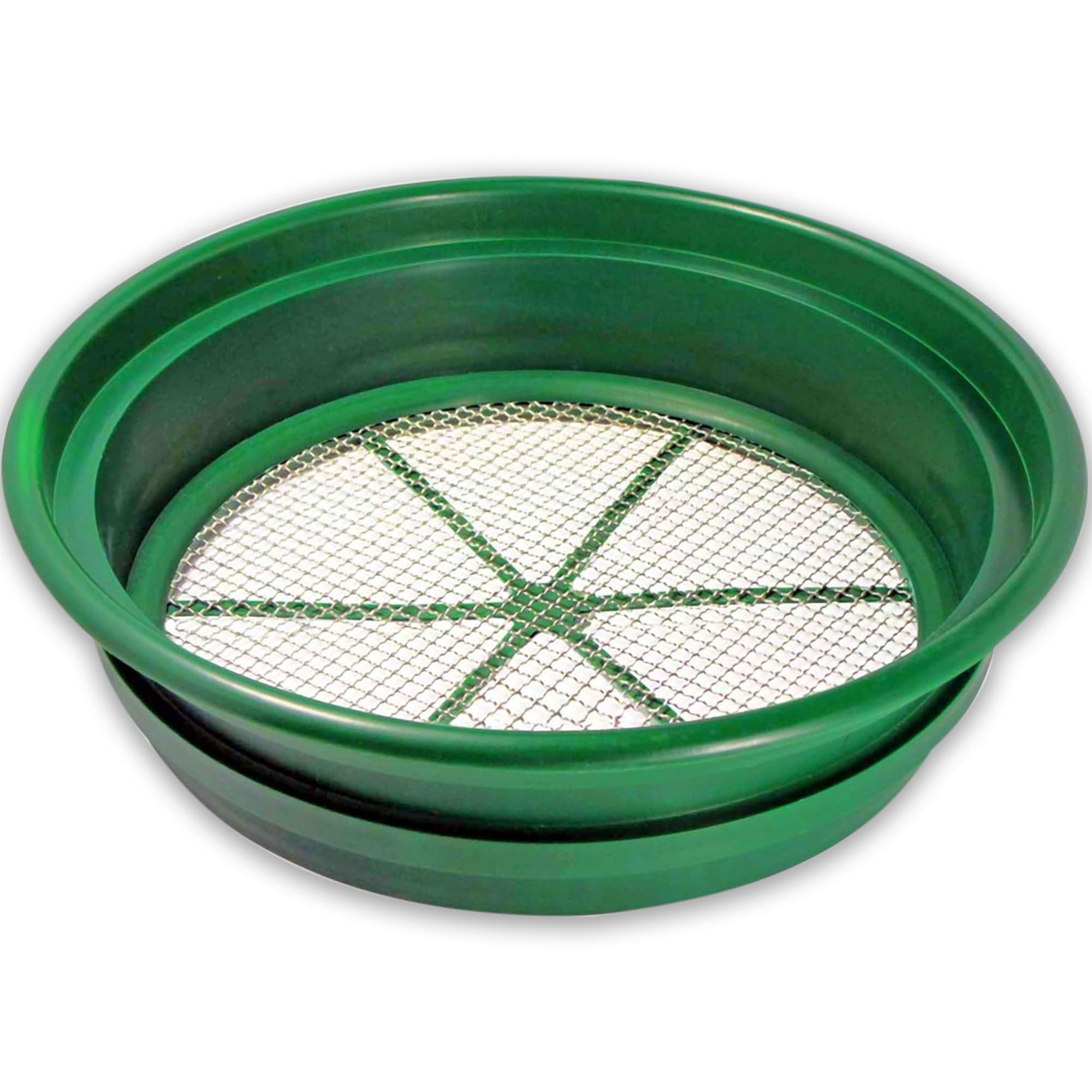 SE 13.25 Inch Wide Stackable Classifier Gold Prospecting Pan - 1/8 Inch Stainless Steel Mesh Sifting Pan, Green