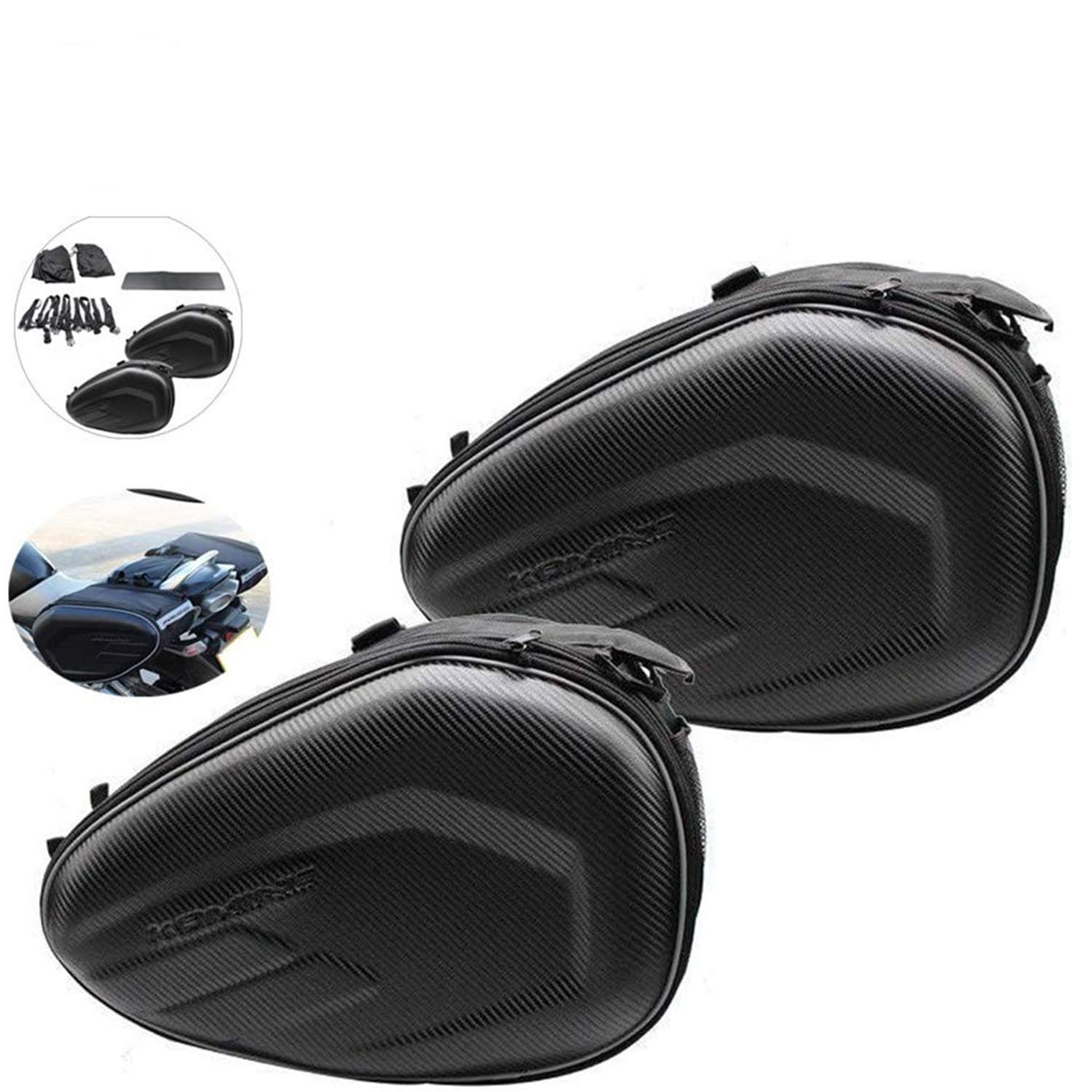 NOPTEG Motorcycle Saddle Bags, 2 PCS Universal Rear Seat 58L Large Capacity Multi-use Expandable Saddlebag