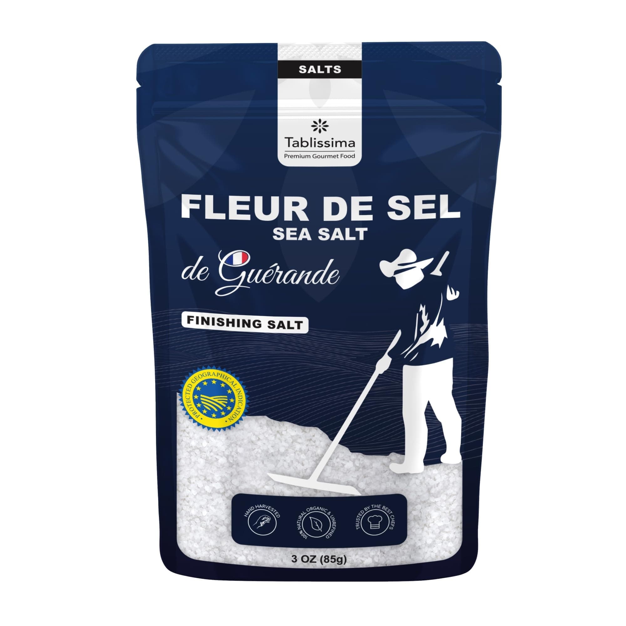 Tablissima Fleur de Sel from Guerande - Premium Salt from France - Hand Harvested - 100 percent Natural - Trusted by the best Chefs - 3oz Oz. (86 Grams)