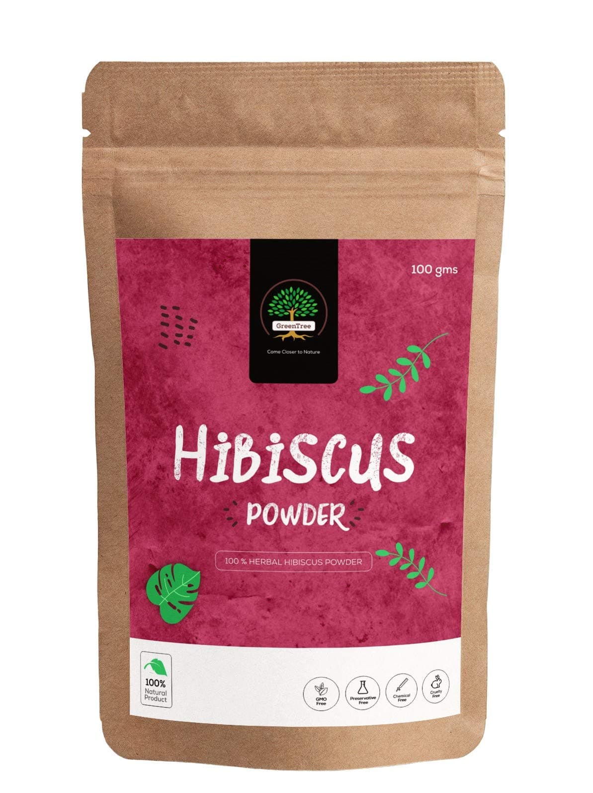 GreenTree Herbal Hibiscus Powder for Hair and Skin Care (100 Gms)