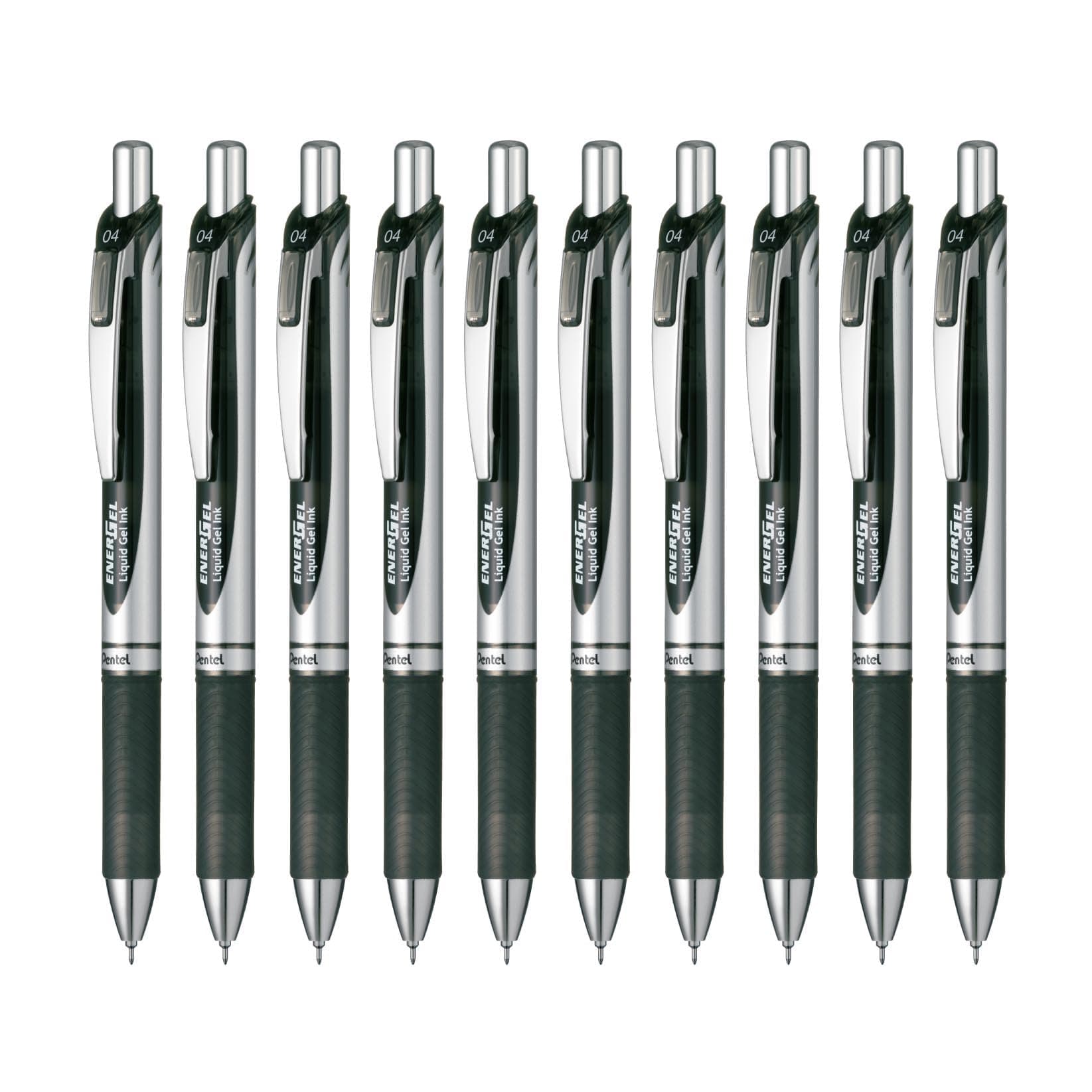 Pentel BLN74-A EnerGel Ink Ballpoint Pen, 0.4 Black, 10 Pieces