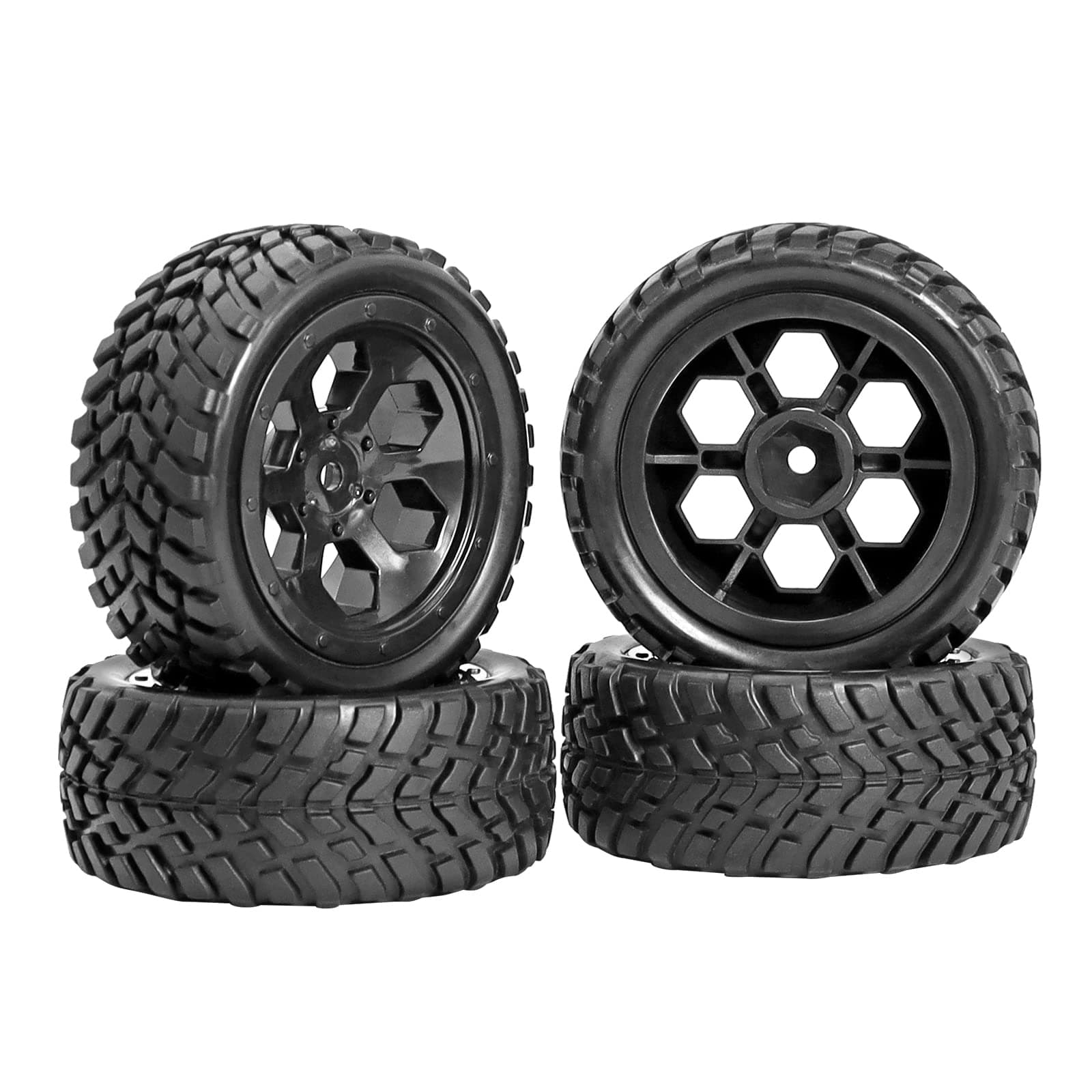 RC Station 12mm Hex RC Wheels and Tires for Hyper Go H16BM H14BM Tires and Wheels 1/14 1/16 with Foam Inserts for Traxxas Wltoys 144001 etc 1/18 RC Car Street Tires Wheels Preglued