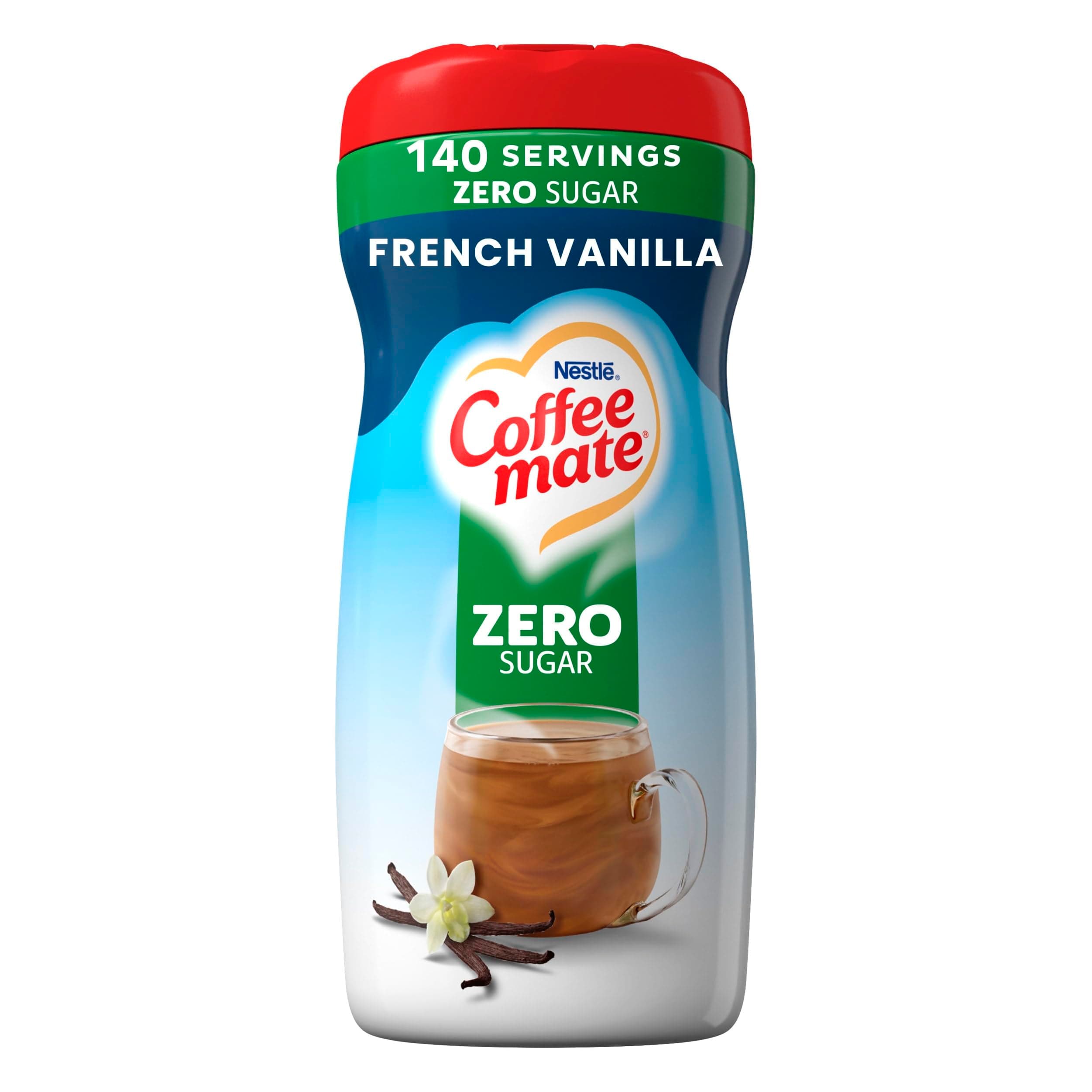 Nestle Coffee mate Zero Sugar French Vanilla Creamer – Gluten & Lactose Free, Rich & Smooth Non Dairy Powder, Powdered Coffee Creamer About 140 Servings (3/4 tsp per serving)(10.2 oz)
