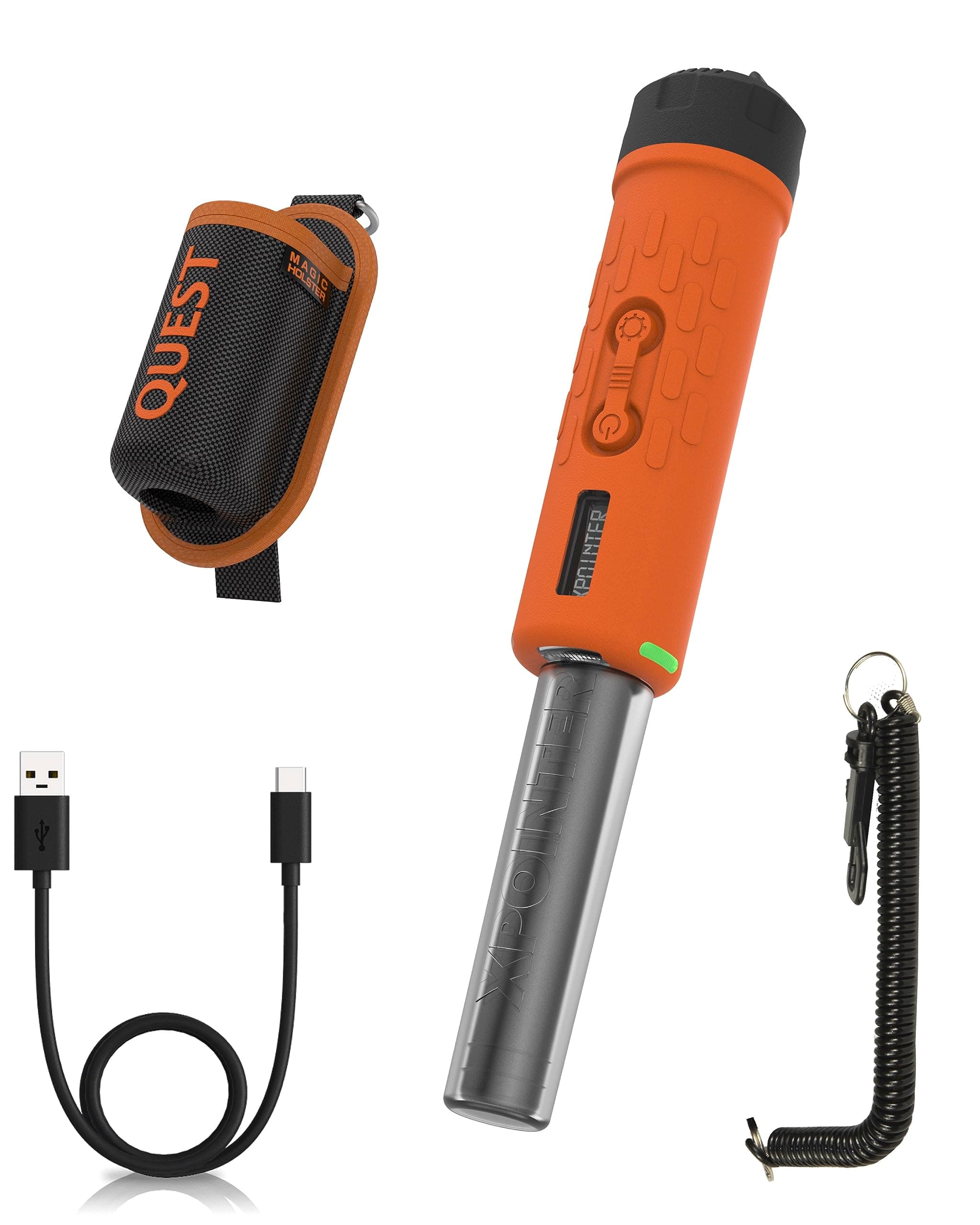 Quest Metal Detectors New Xpointer Max with Magic Holster Fully On/Off Automatic discrimating pinpointer Waterproof to 5 Meters Fully Built In Rechargeable Battery