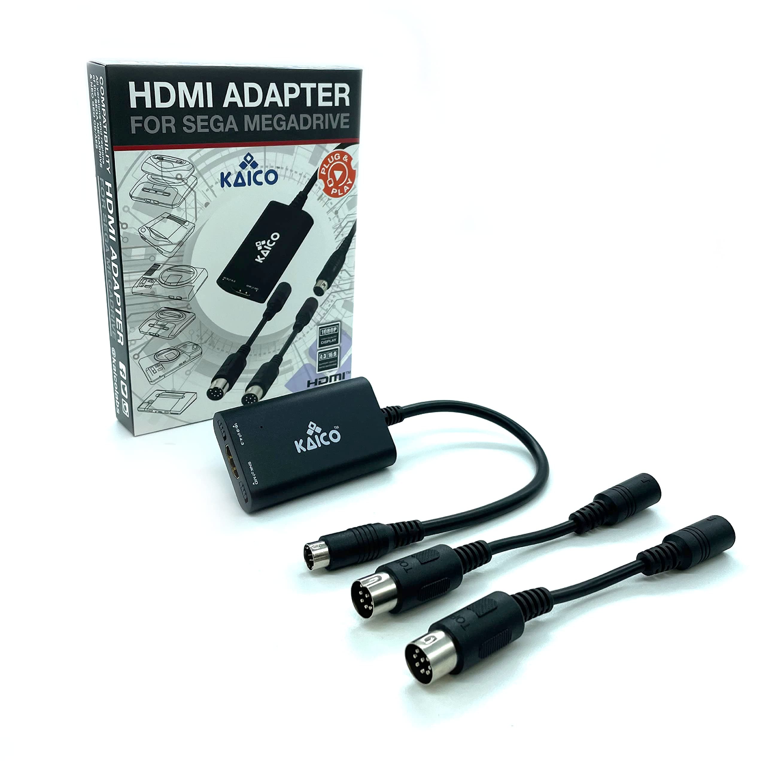 SEGA Genesis 1080p HDMI Adapter - for use with Sega Megadrive - Supports S Video Output – Supports PAL and NTSC Consoles – Aspect Ratio Switch for 16:9 or 4:3