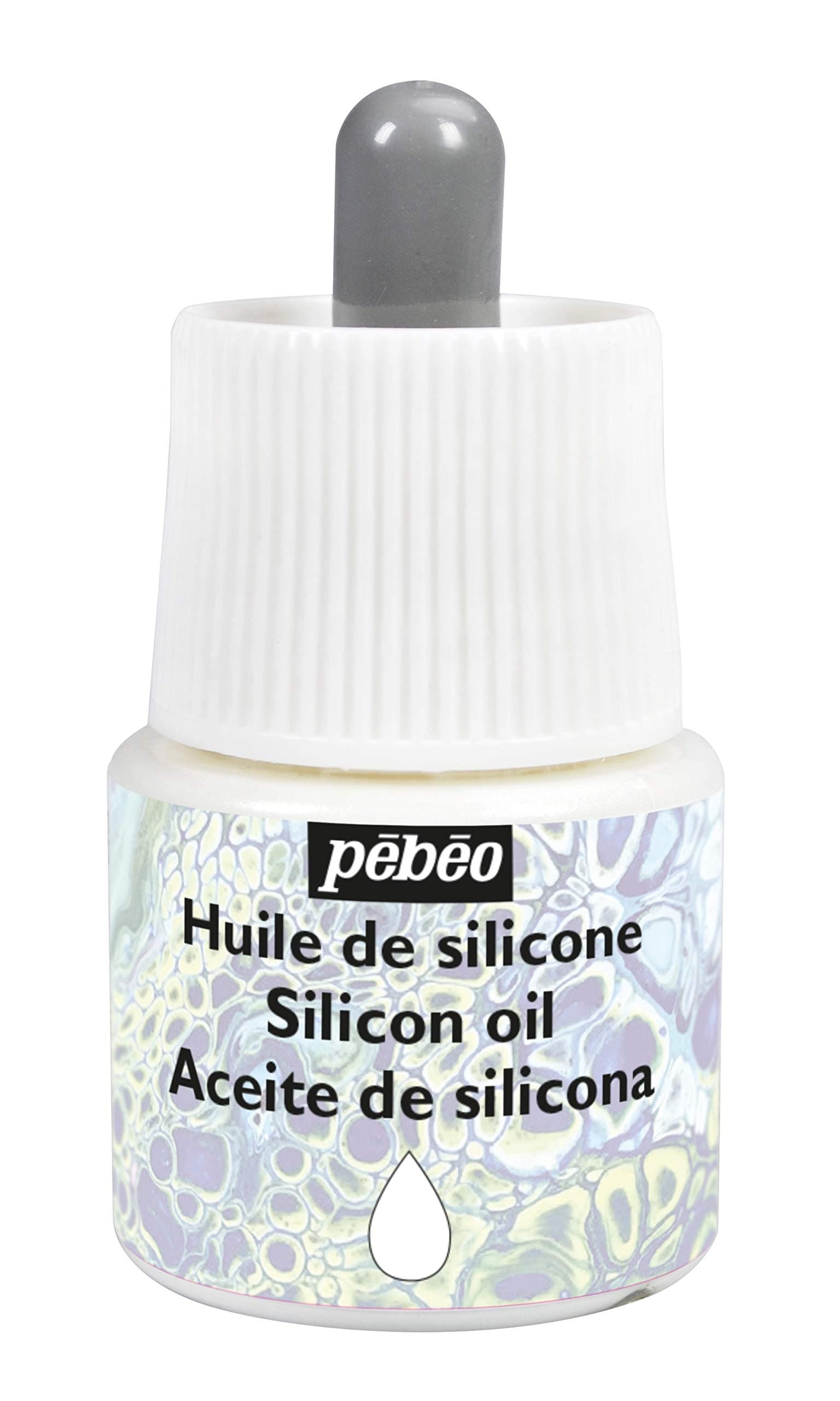 Pébéo - Studio Acrylics - Silicone Oil - Pouring Auxiliary for Acrylic Painting - Flow Techniques, Pouring and Cell Formation - Dropping Glass Bottle for Optimal Dosage - 1x Bottle 45 ml, Transparent