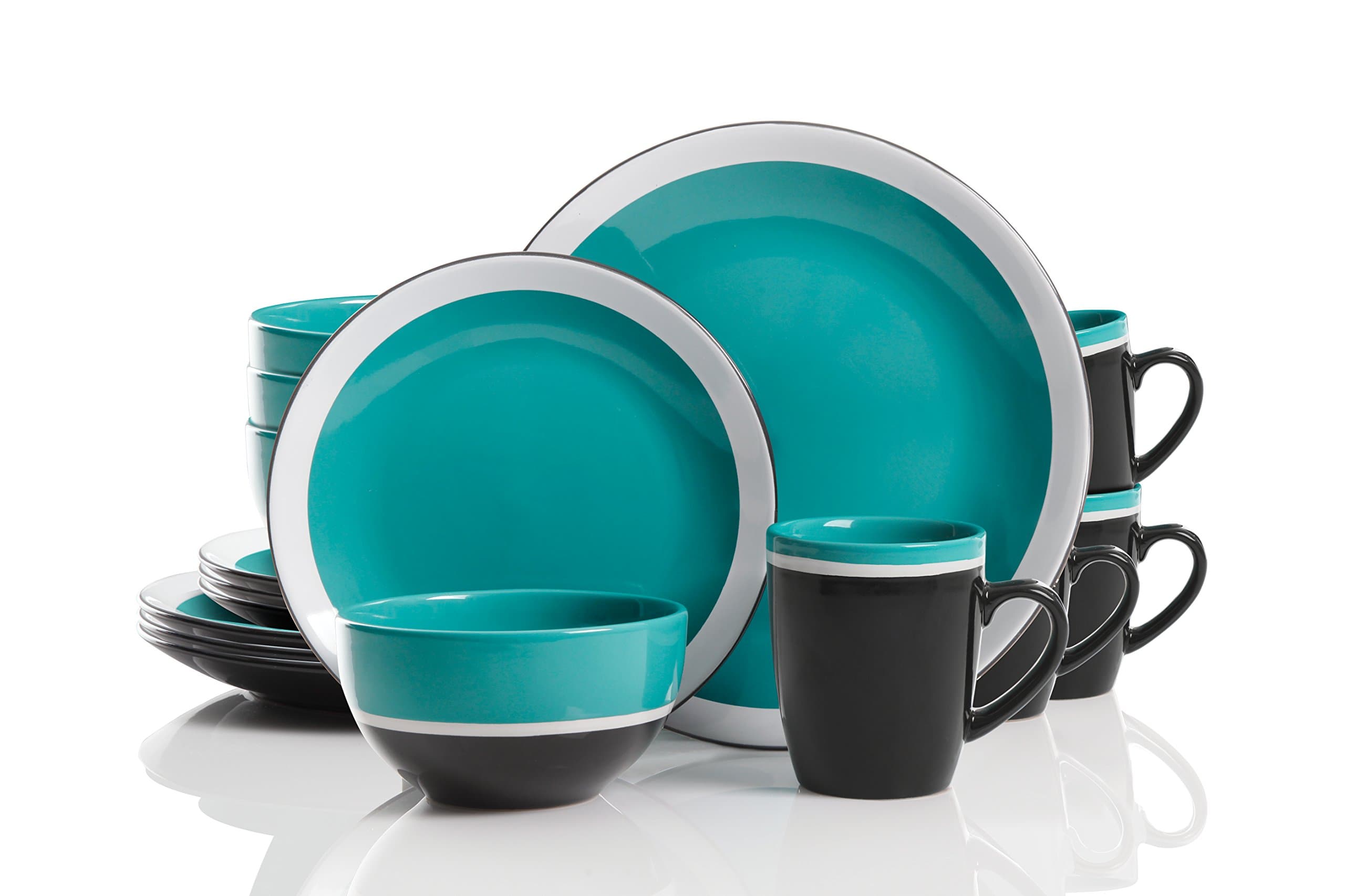 Gibson Studio Color Eclipse 16 Piece Dinnerware Set, Blue