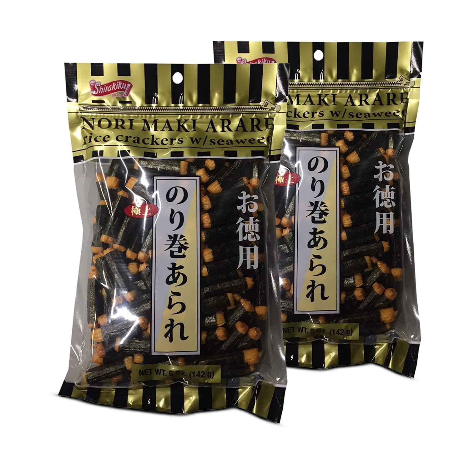 Japanese Shirakiku Nori Maki Arare Rice Crackers With Seaweed Snack 3oz (Pack of 2)