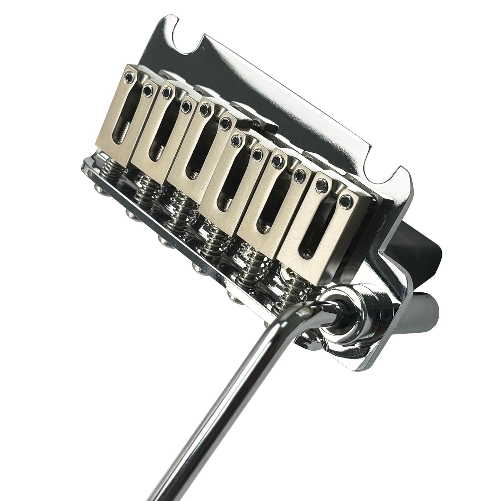 10.8mm Electric Guitar Bridge Zinc Alloy Saddles Block Stainless Steel Plate 2 Point Tremolo Bridge Compatible with 6-string Start St Electric Guitar Replacement Parts (Chrome)