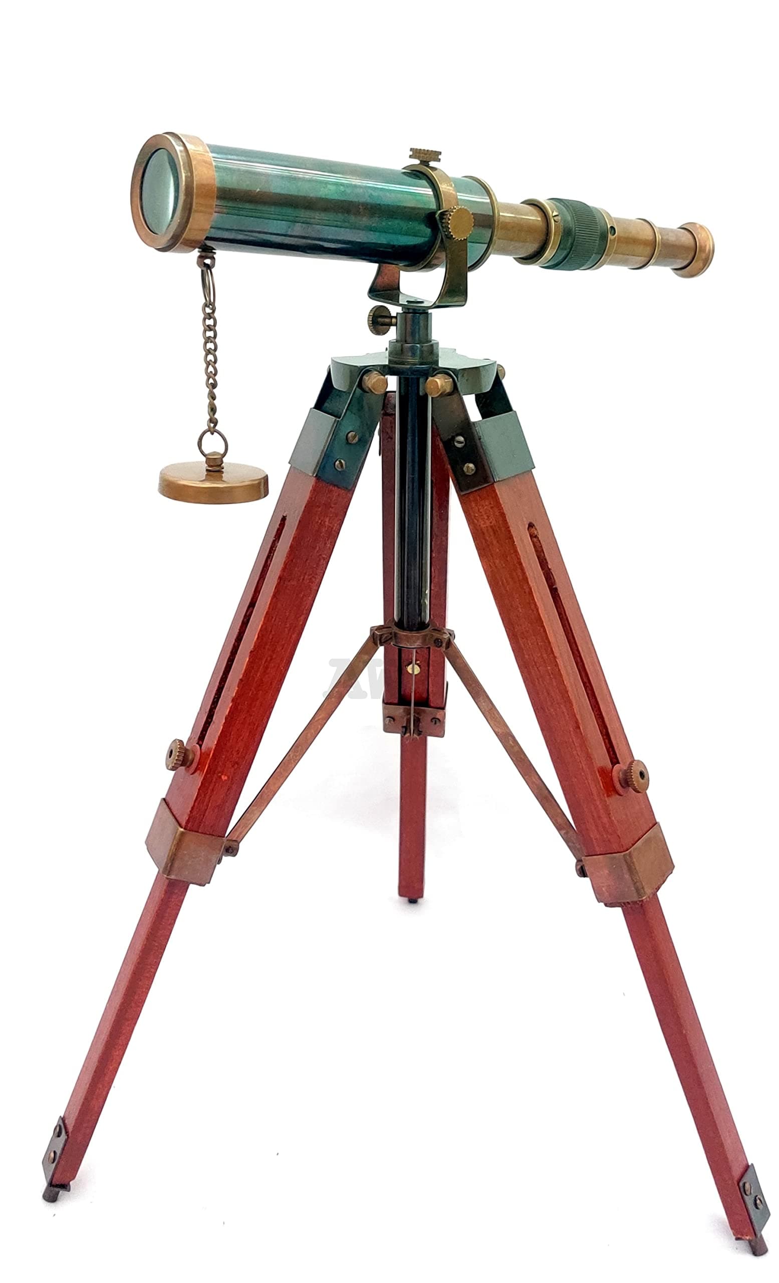 Vintage-Style Brass Telescope with Wooden Tripod – Classic Telescope for Stargazing, Nautical Decor, and Outdoor Exploration (Two Tone Finish)