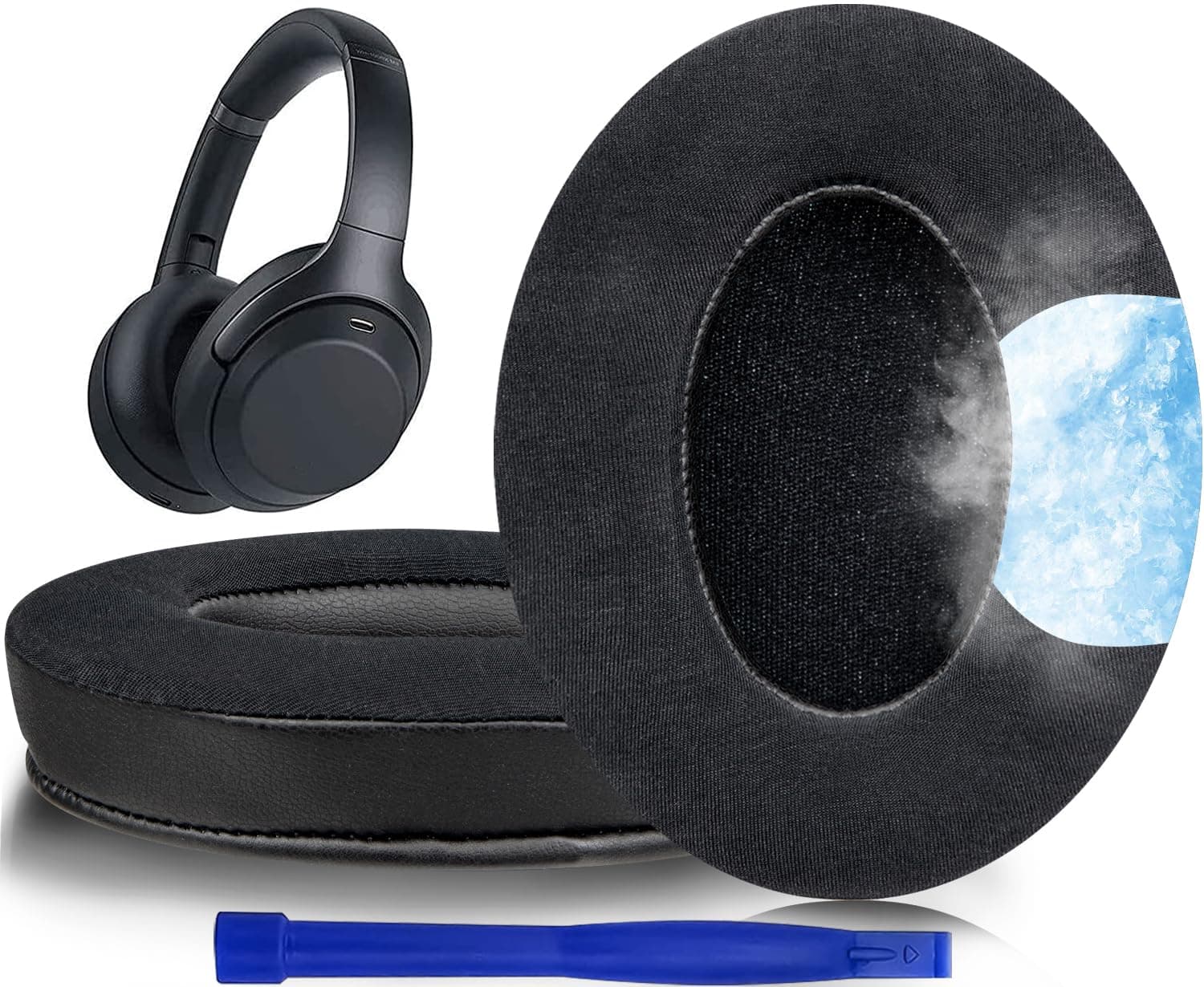 SOULWIT Cooling-Gel Replacement Earpads for Sony WH-1000XM3 (WH1000XM3) Over-Ear Headphones, Ear Pads Cushions with High-Density Noise Isolation Foam, Added Thickness - Black