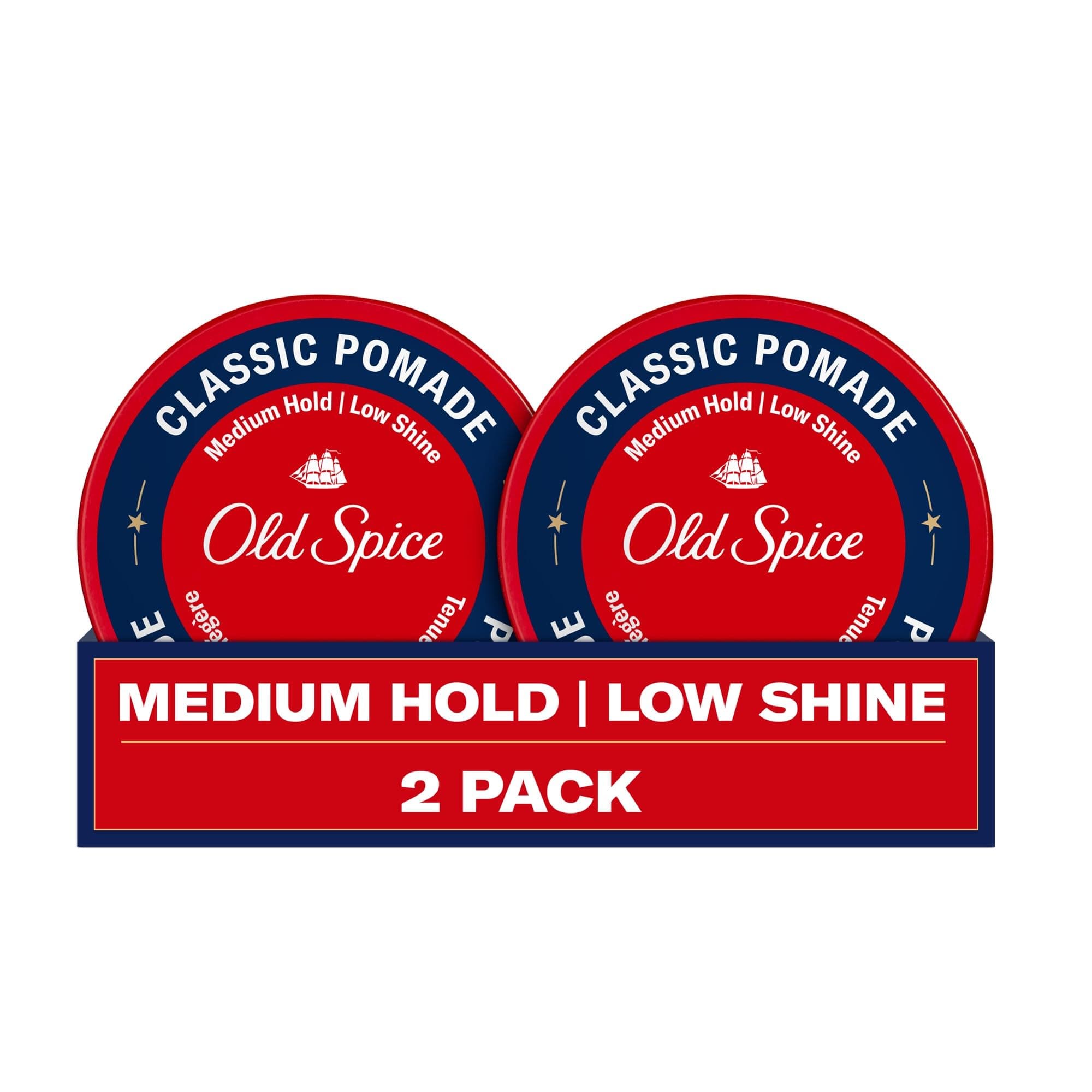 Old Spice Hair Pomade for Men, Medium Hold, Low Shine, Men's Hair Styling, 2.22 Oz Each, Twin Pack