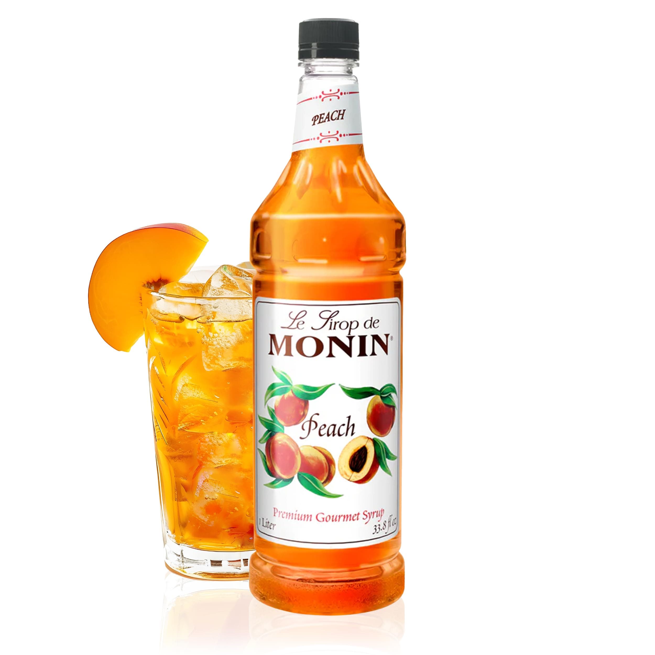 Peach Syrup, Fresh and Juicy Flavors, Great for Iced Teas, Lemonades, and Sodas, Non-GMO, Gluten-Free (1 Liter)