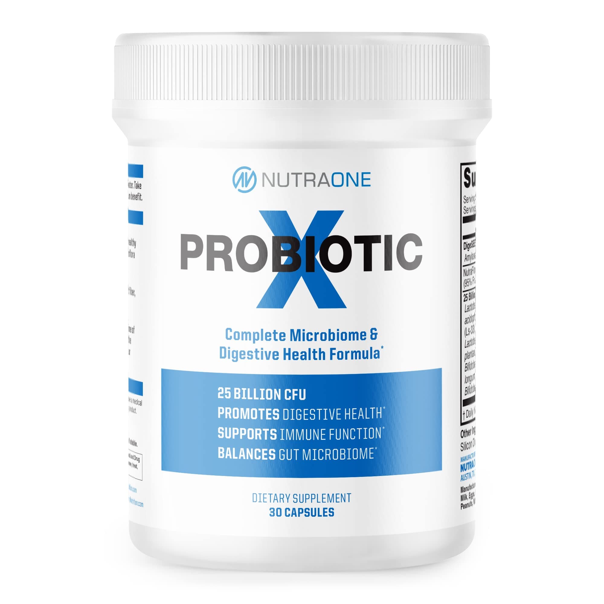 NutraOne ProbioticX Probiotic Supplement for Women & Men Digestive Health & Immune Support Probiotics* (30 Capsules)
