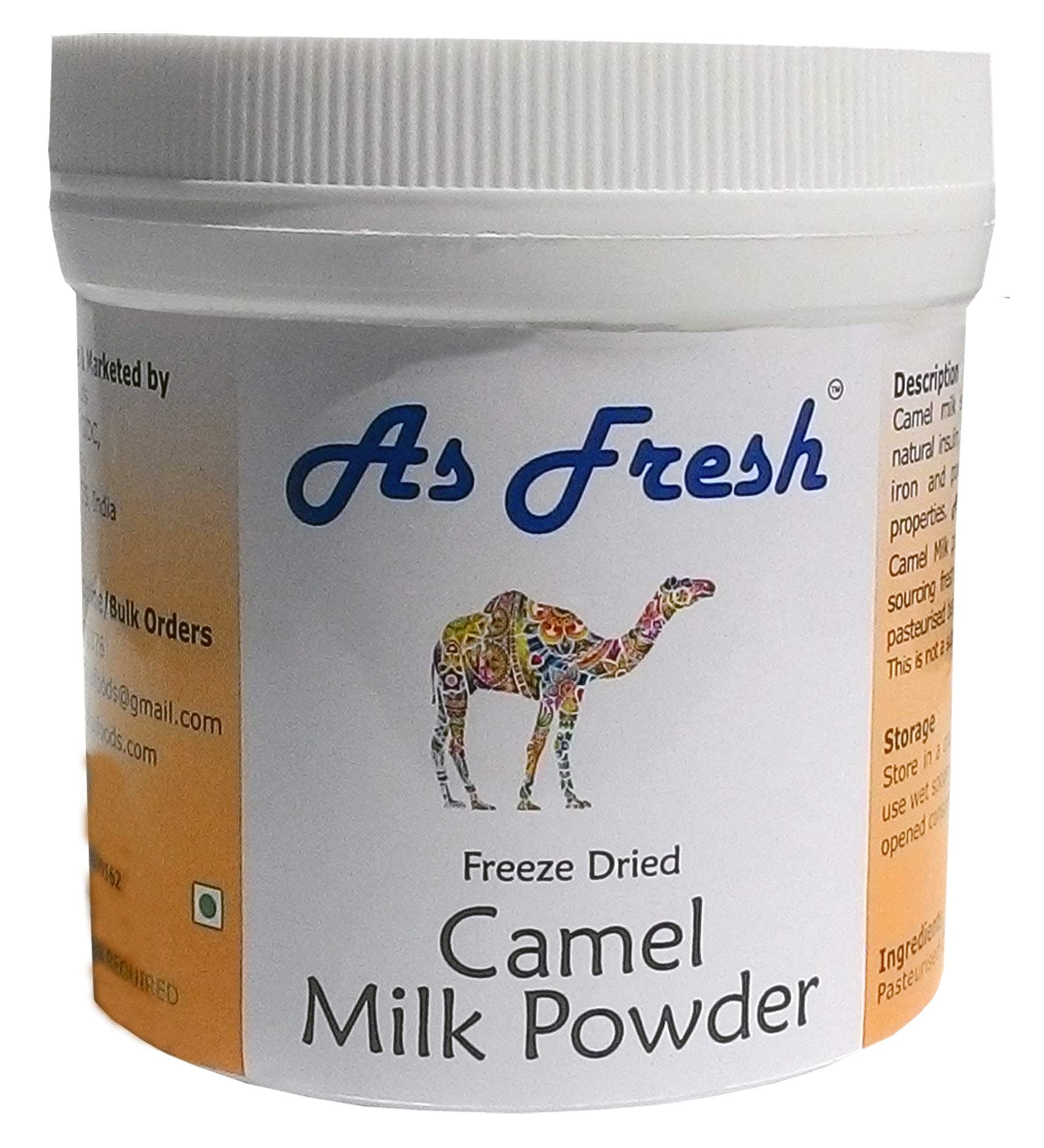 As Fresh Camel Milk Powder, 3.5 oz,makes 35 fl oz, 5 servings, Freeze dried, 100% pure