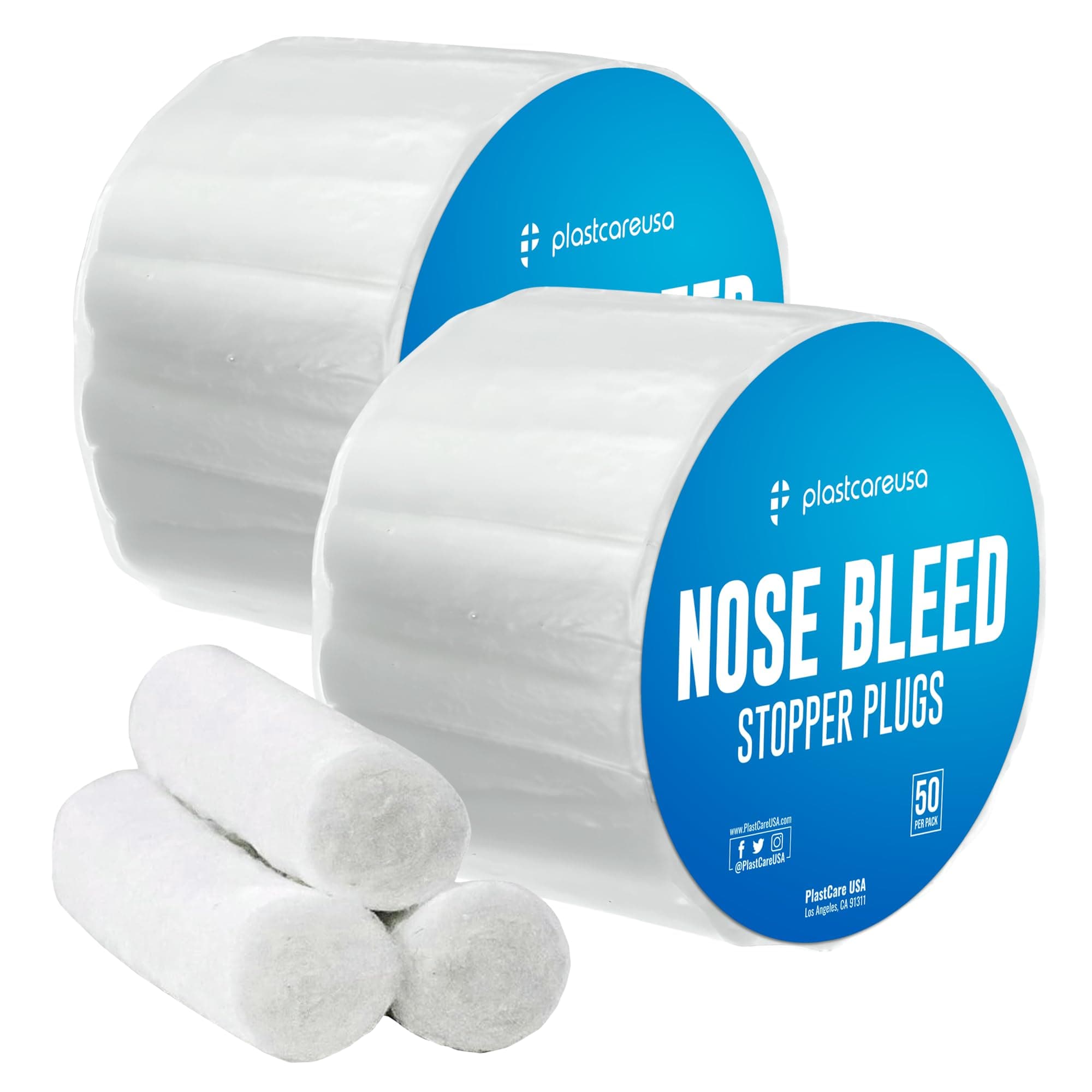 100 Nose Bleed Stopper Plugs - 1.5 Inch Cotton Rolls to Stop a Nosebleed for Kids or Adults - Extra Absorbent Nose Bleed Plugs by PlastCare USA