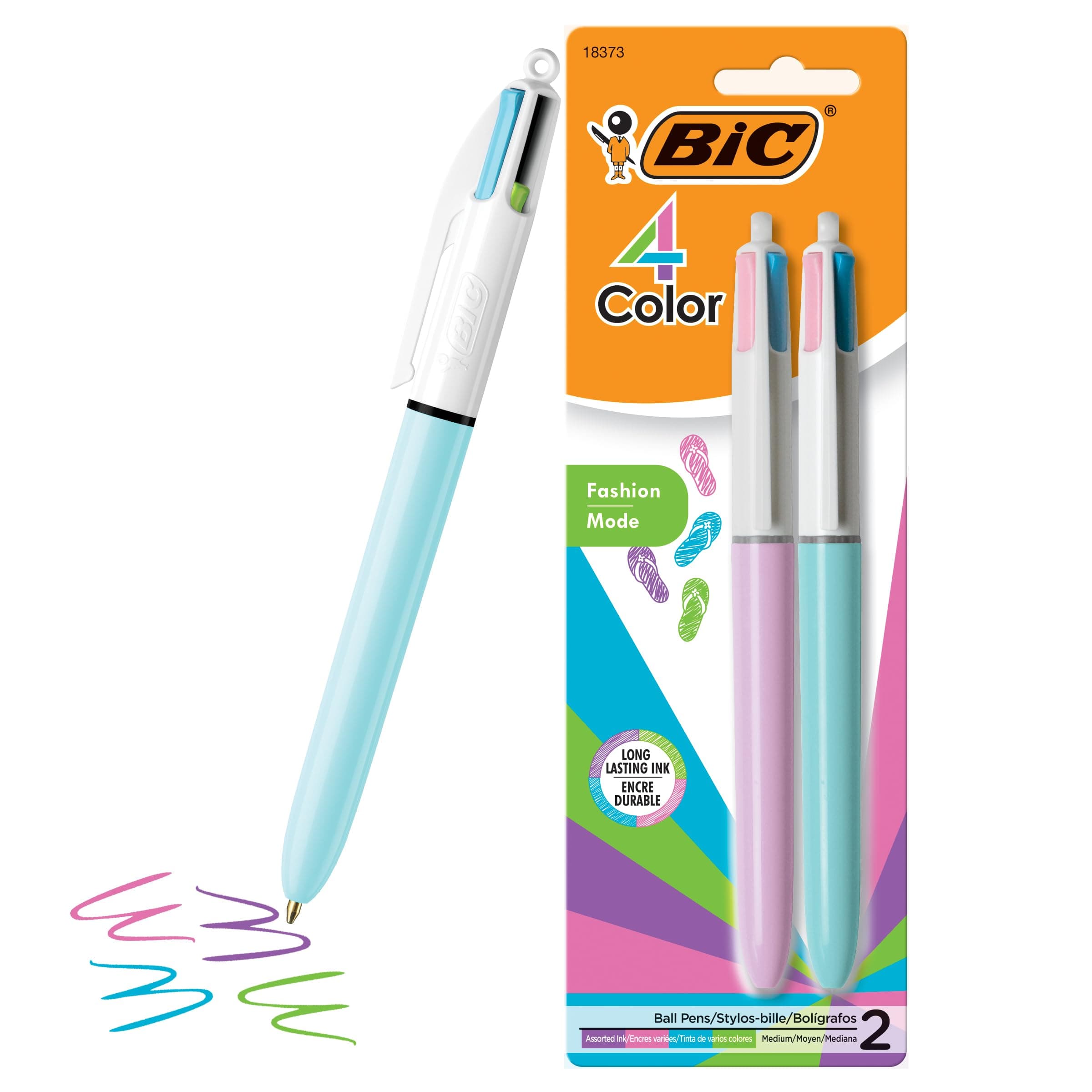 4-Color Fashion Colors for Medium Point Ball Pen - Pack of 2