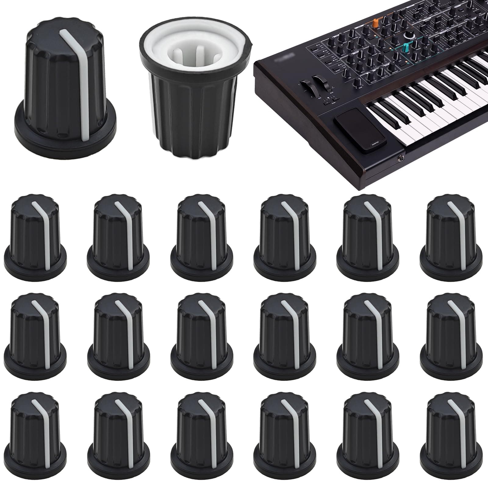 20 PCS D Type Potentiometer Knobs, Plastic Volume Tone Knobs, for Encoder Electric Guitar Speaker Mixer Board DJ Controller Mixer Console 270 Degrees