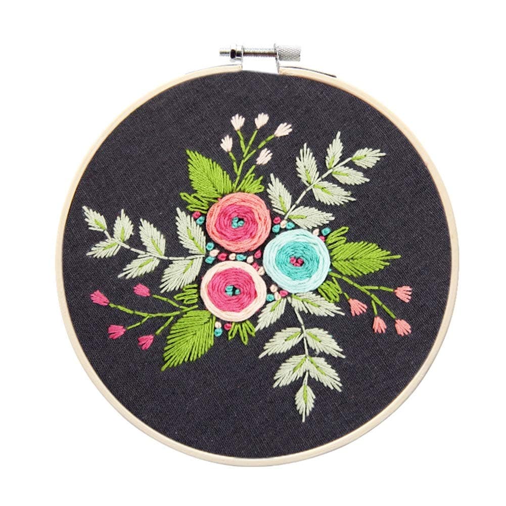 Wingbind Embroidery Starter Kit,Full Range of Embroidery with Partten Spring Floral