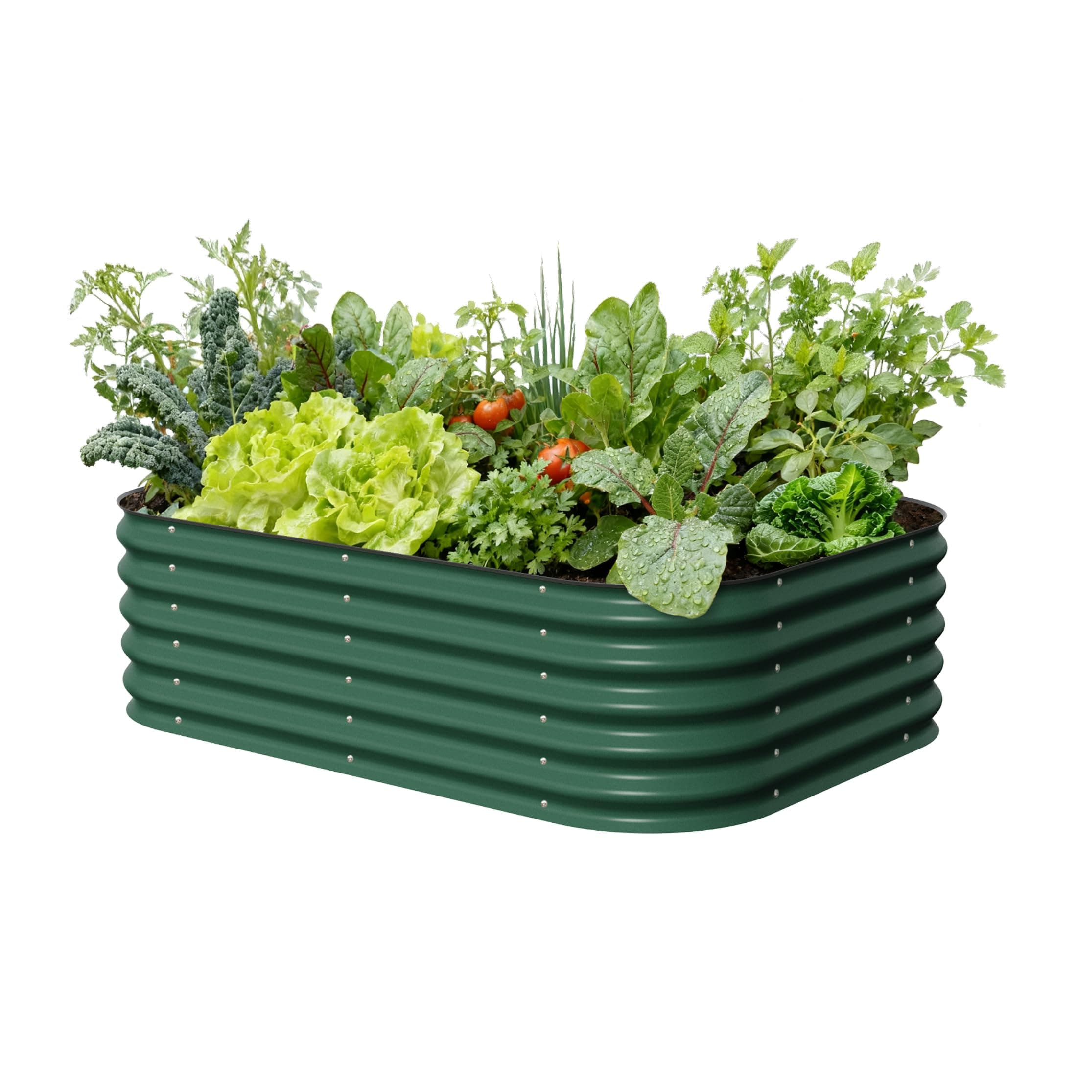 Aluzinc Raised Garden Bed Kits, 17" Tall 6 in 1 Modular Metal Raised Planter Bed for Vegetables Flowers Patio Ground Planter Box-British Green