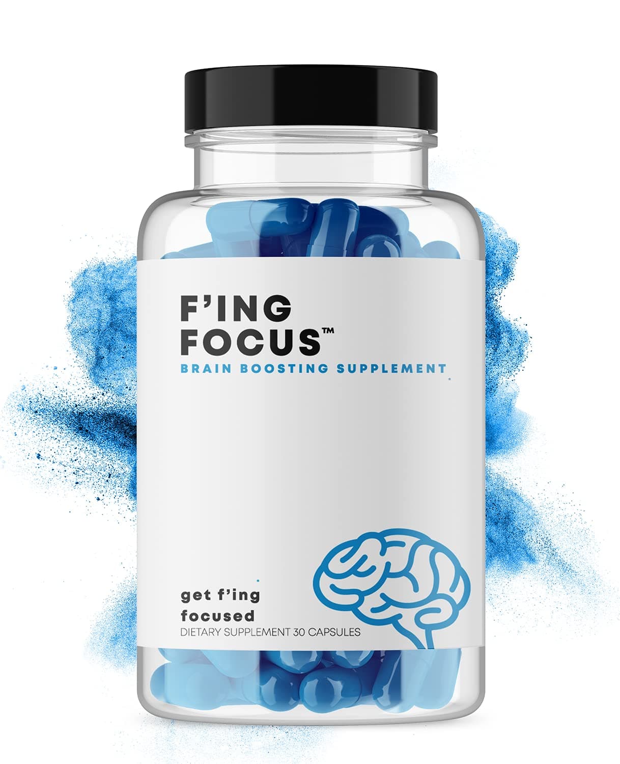 F'ING FOCUSFocus, Brain + Memory Boosting Nootropic Supplement | Alpha GPC, Bacopa Extract, Hesperidin, Teacrine, Mucuna Pruriens, BioPerine, Huperzine A