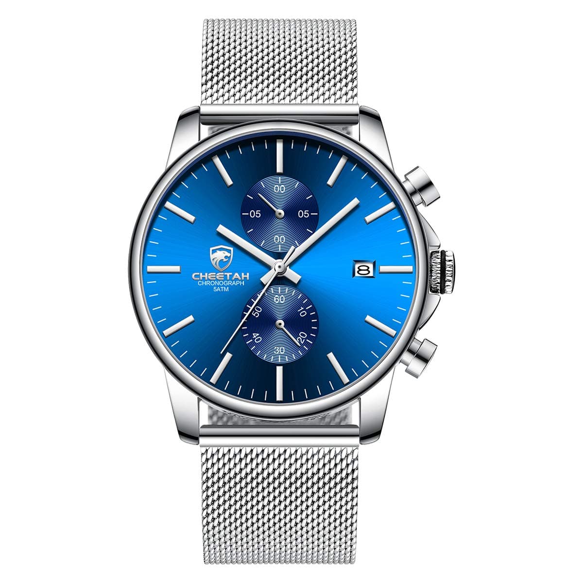 Men’s Watch Fashion Sleek Minimalist Quartz Analog Mesh Stainless Steel Waterproof Chronograph Watches