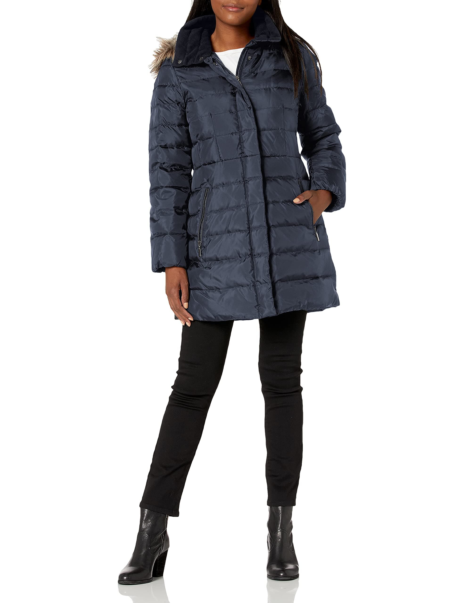 Fleet Street Ltd.Women's Classic Down Coat with Faux-Fur Hood