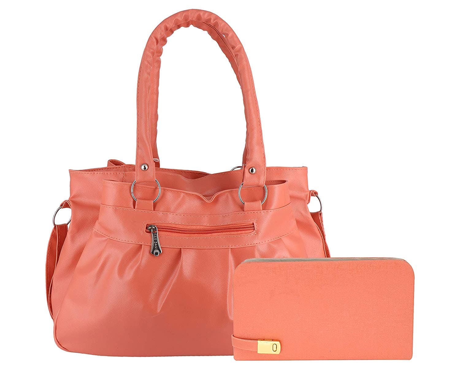 Girls' & Women's Handbag With Wallet (Set of 2) (Ssj-67-P-W_Peach)