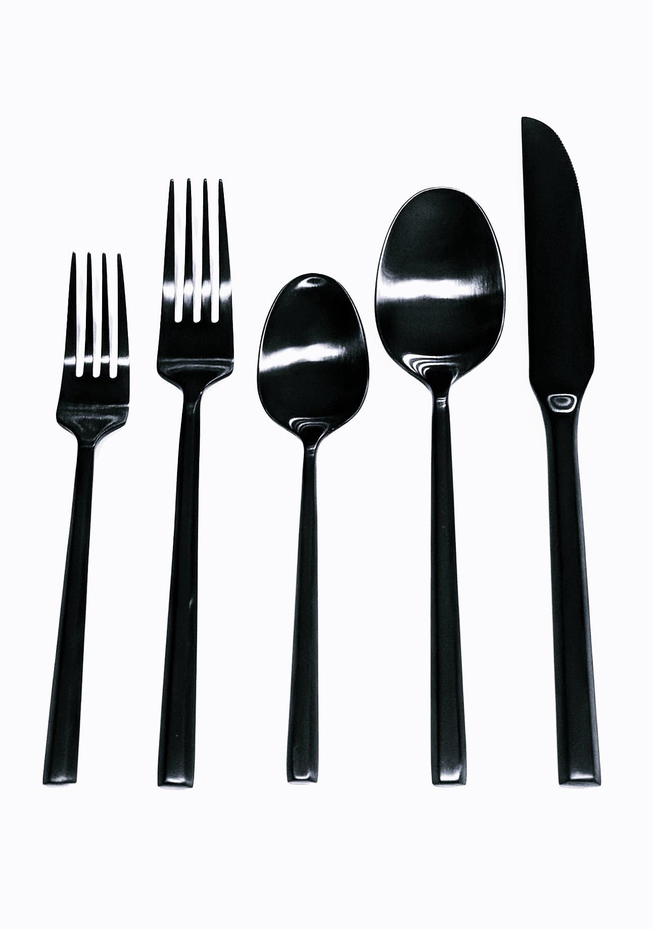 RASMUS Matte Black 5 Piece Forged Flatware Set