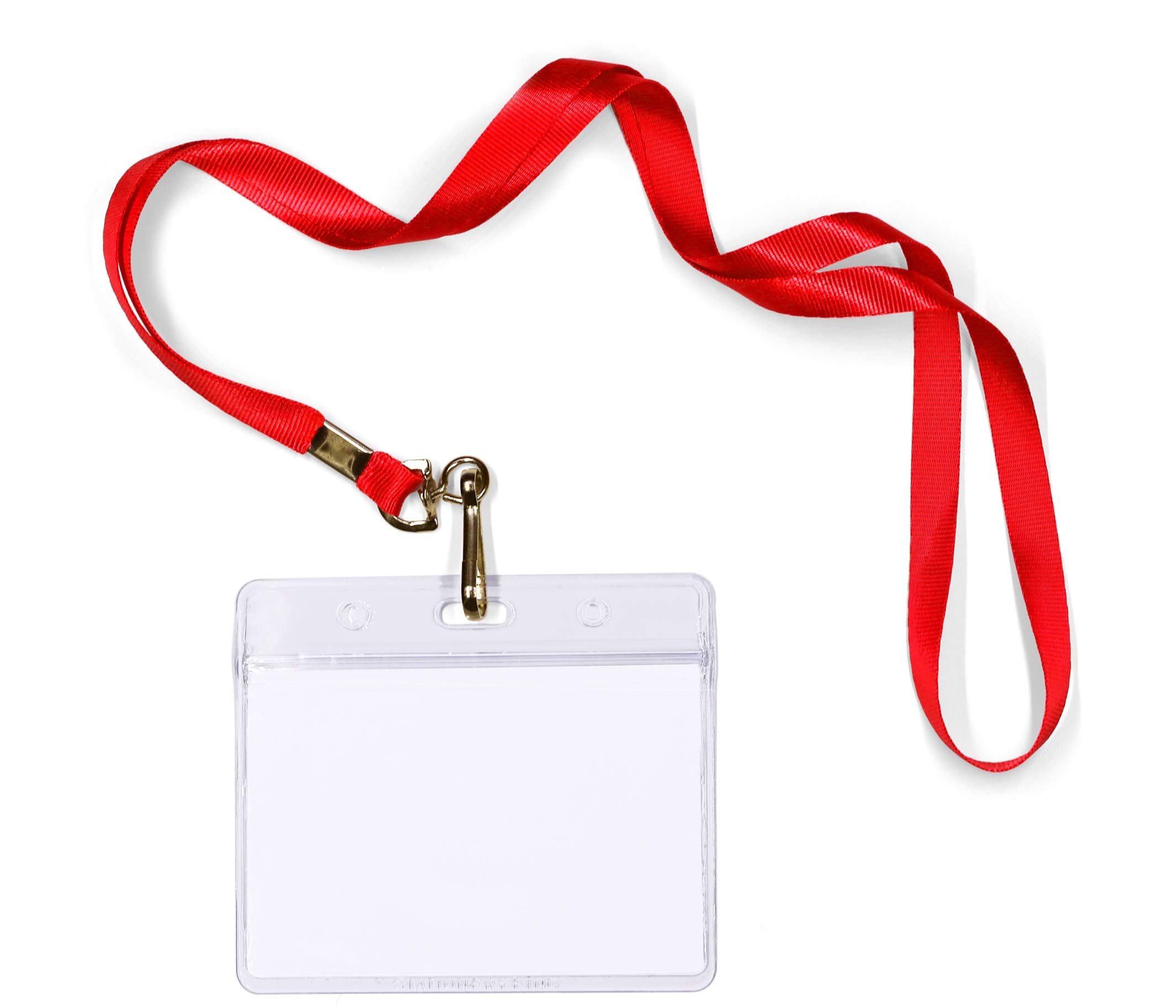 Durably Woven Lanyards & Horizontal ID Badge Holders ~Premium Quality, Waterproof & Dustproof ~ for Moms, Teachers, Tours, Events, Businesses, Cruises & More (25 Pack, Red) by Stationery King