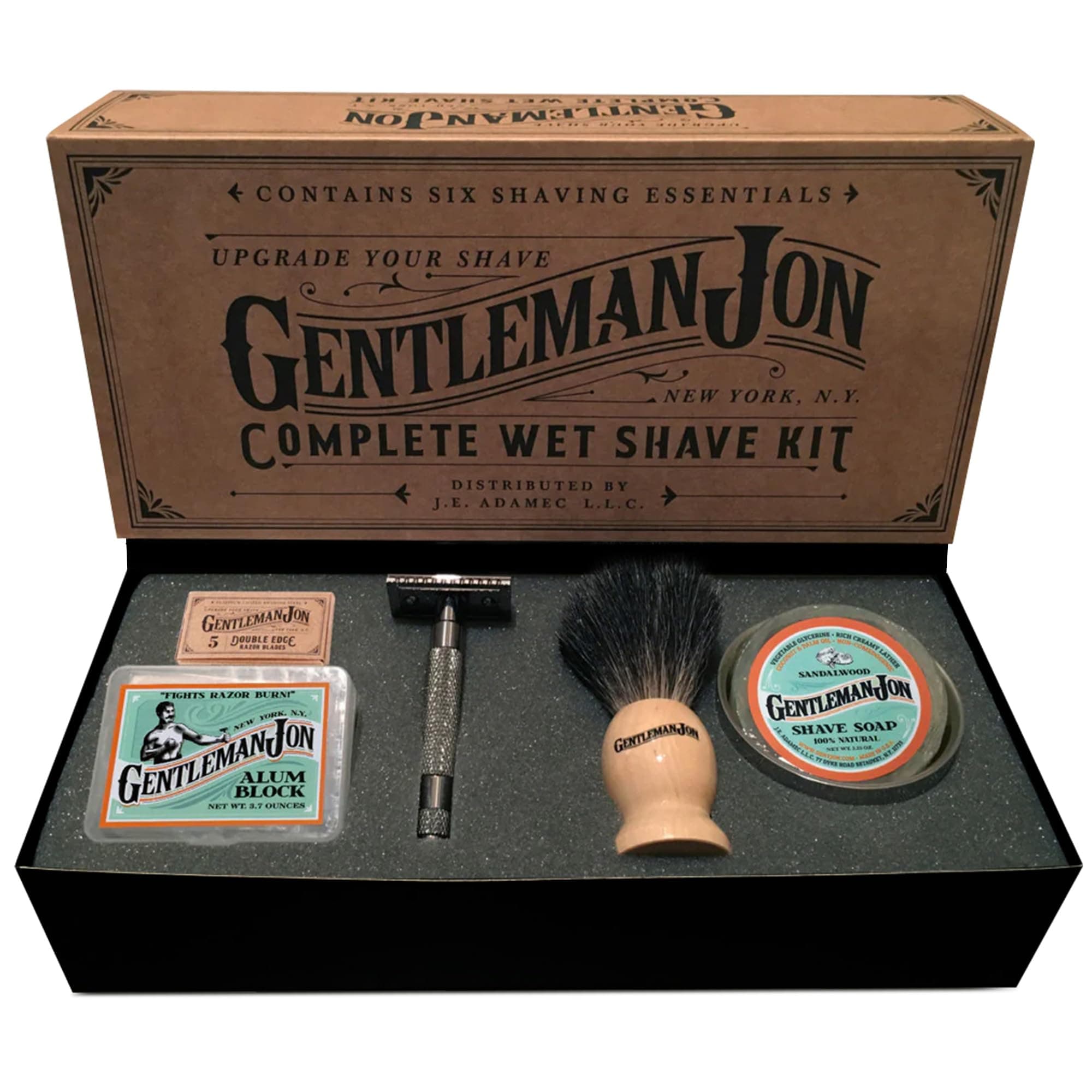 Safety Razor Shaving Kit - Vintage Wet Shave Grooming Set for Men, With Old Fashioned Razor, Badger Hair Shaving Brush, Alum Block, Shave Soap, Stainless Bowl & Double Edge Safety Blades