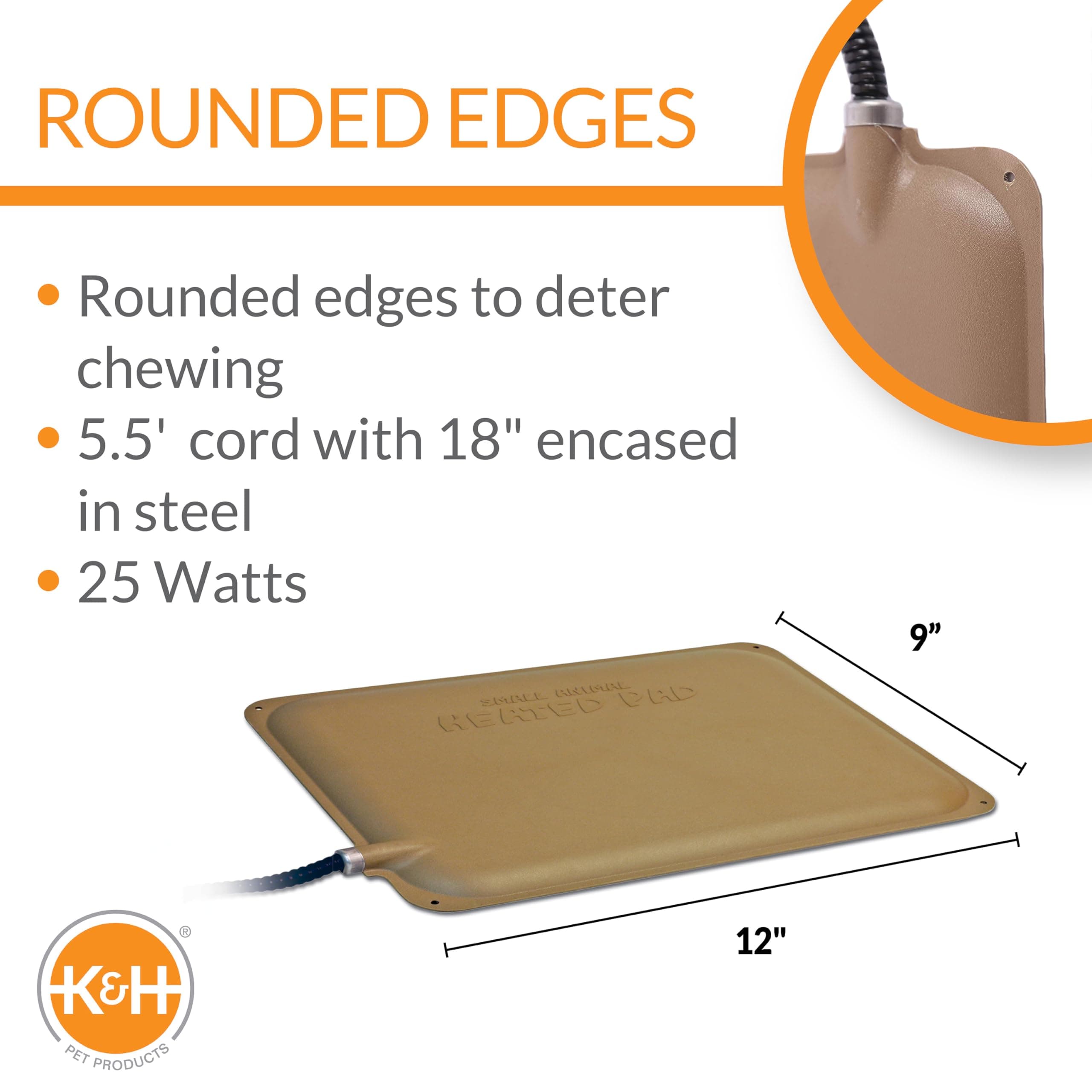 K&H Pet Products Extreme Weather Outdoor Kitty Pad, Heated, For Indoor and Outdoor Use Tan Petite 9 X 12 Inches 25W