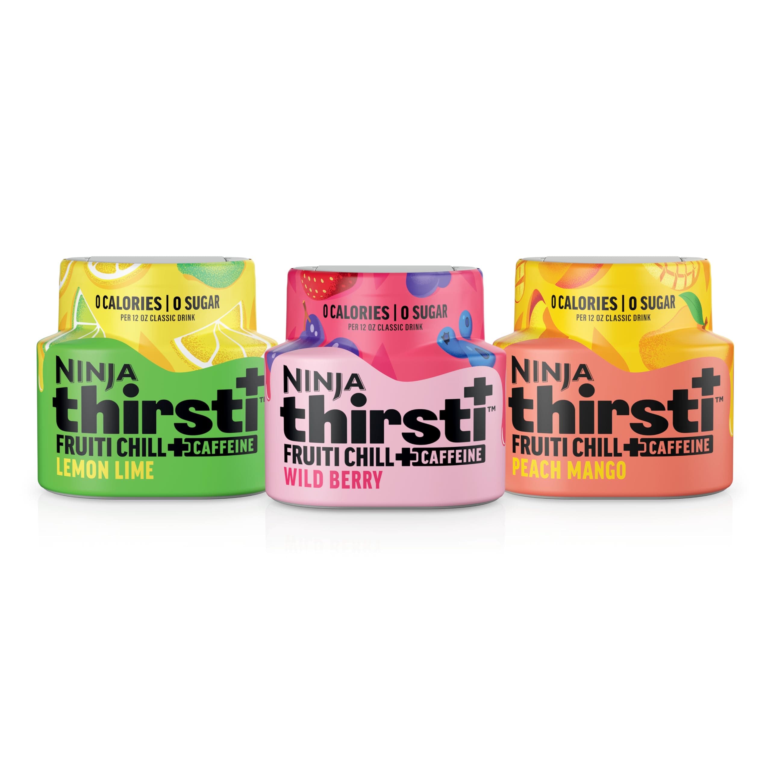 Thirsti Flavored Water Drops, FRUITI CHILL+ Variety Pack, Bold Fruit Flavor with Caffeine, Sparkling or Still Calories, Zero Sugar, Makes 17, 12oz drinks, 3 Pack, WCFV3